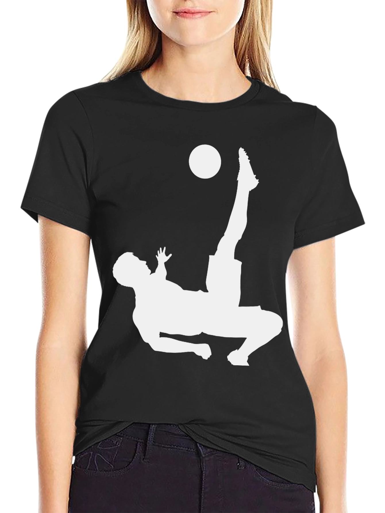 Soccer Bicycle Kick Graphic Tee - Black Cotton T-Shirt