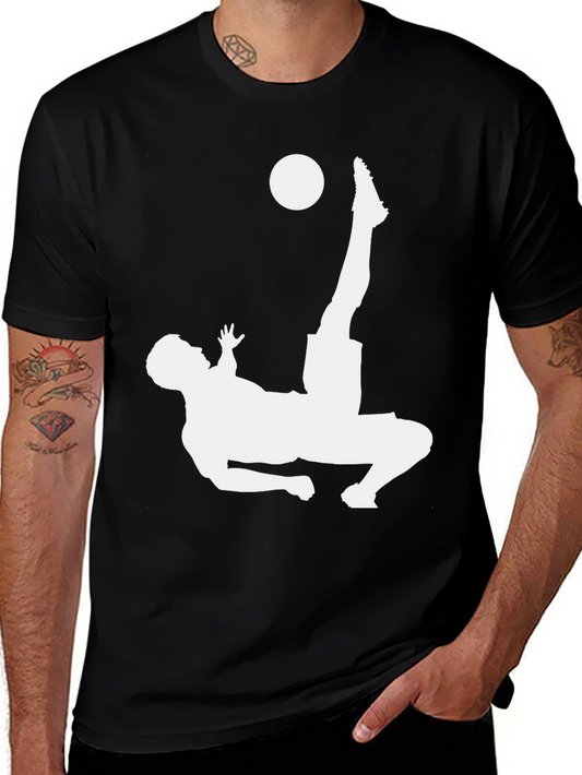 Soccer Bicycle Kick Graphic Tee - Black Cotton T-Shirt