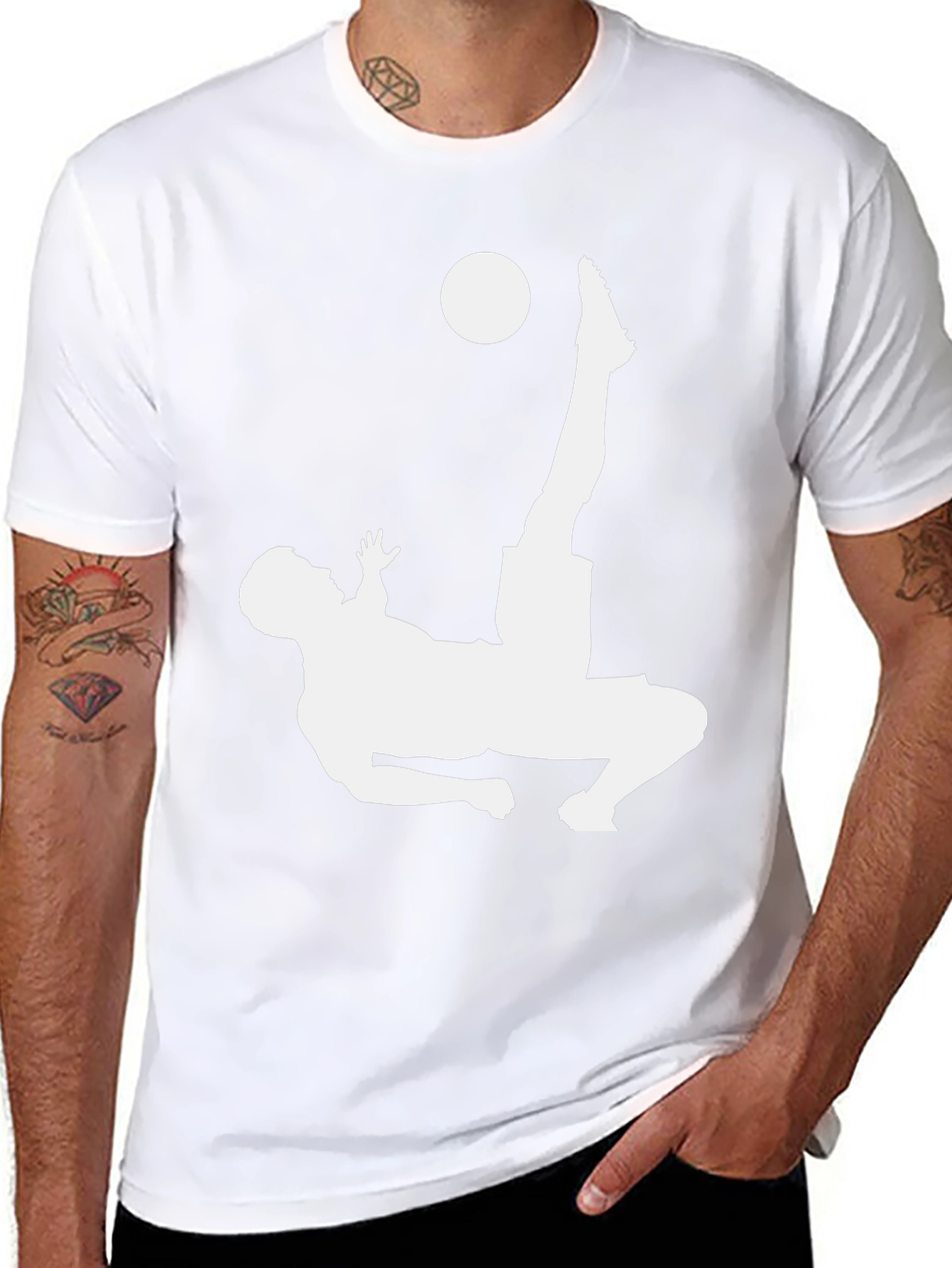 Soccer Bicycle Kick Graphic Tee - Black Cotton T-Shirt