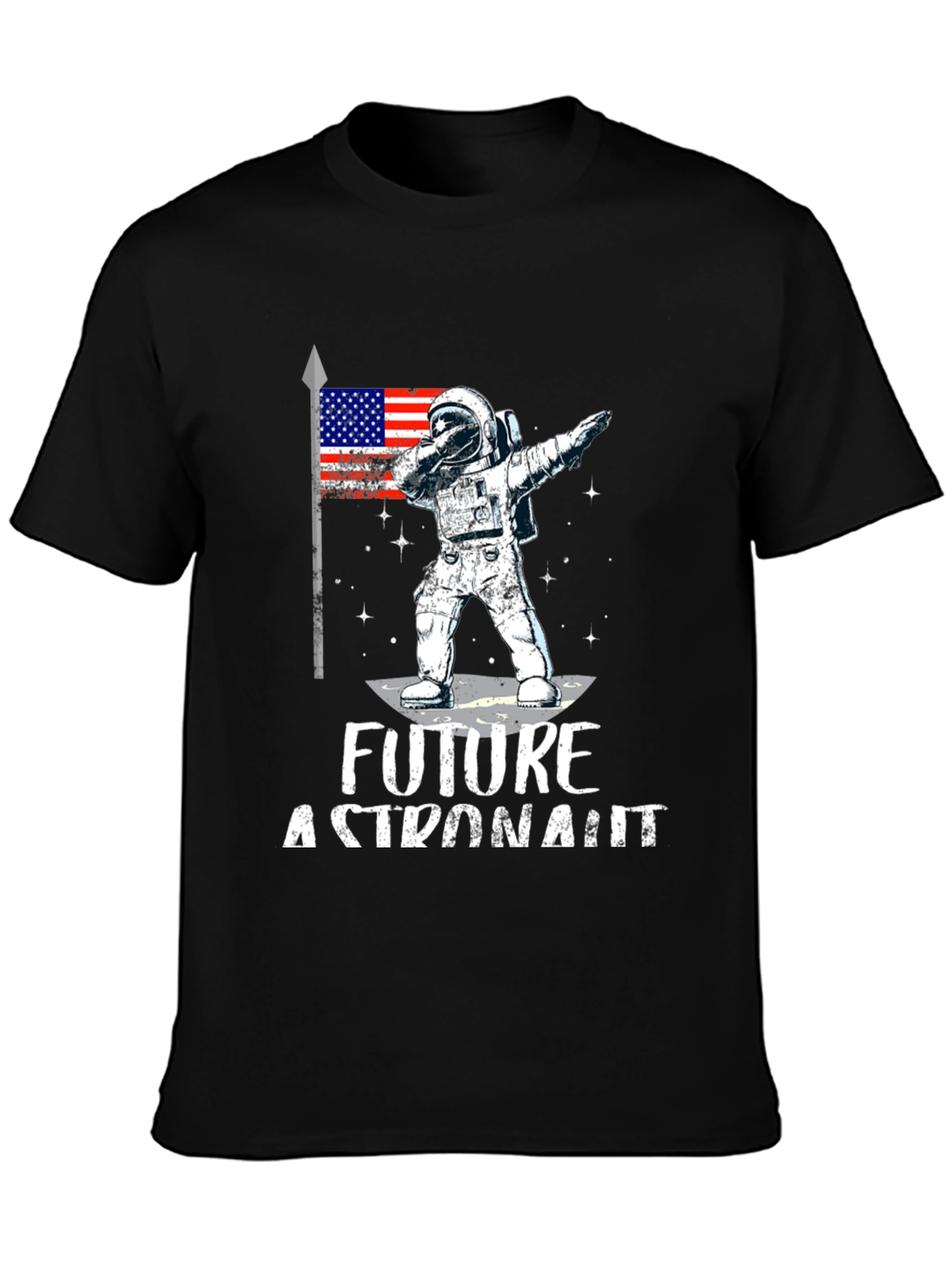 Future Astronaut Dabbing USA Flag Black T-Shirt