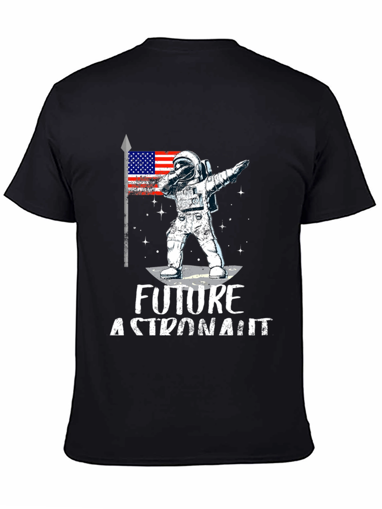 Future Astronaut Dabbing USA Flag Black T-Shirt