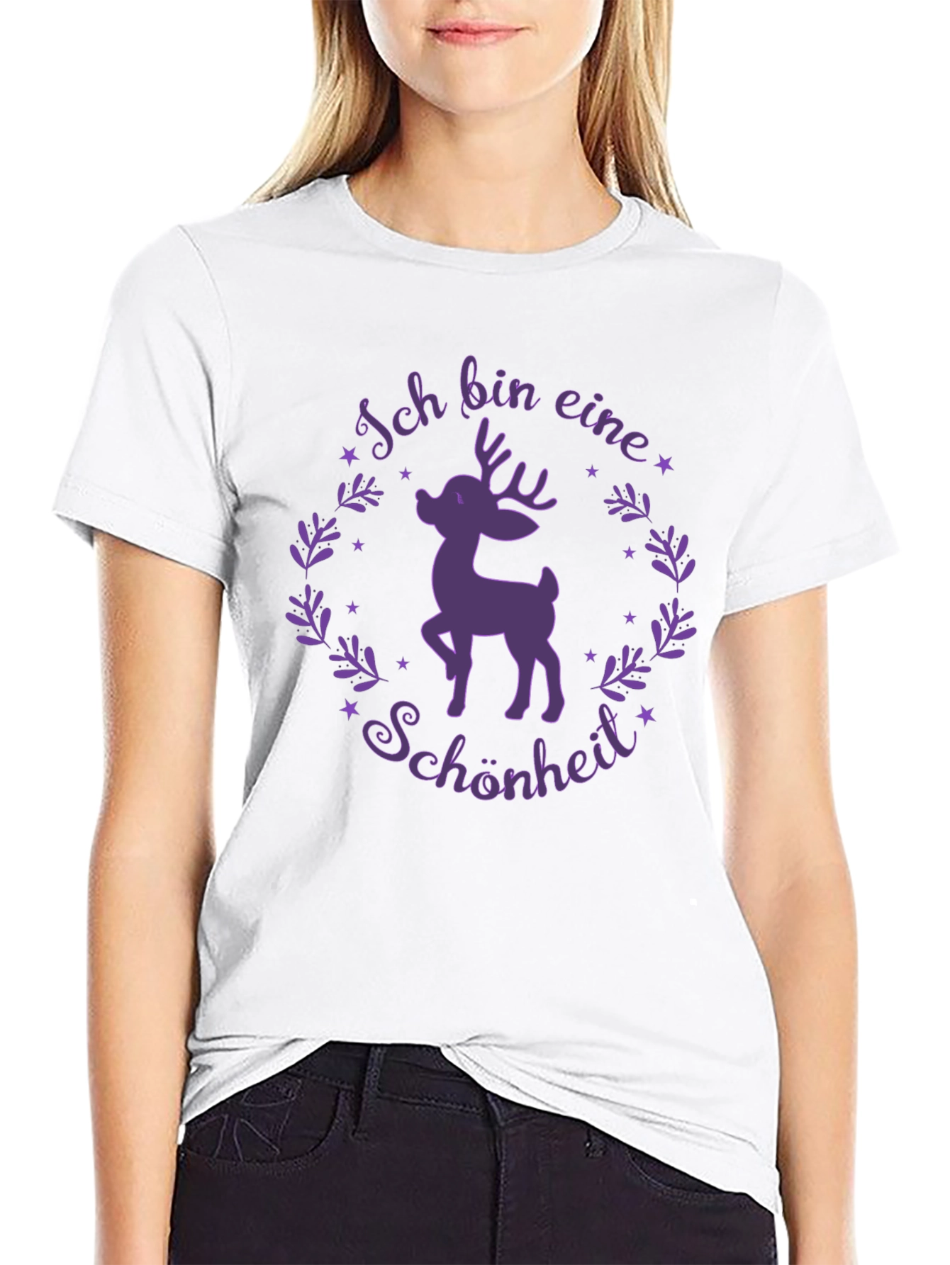 Ich Bin Eine Schönheit Deer Graphic Tee - Black