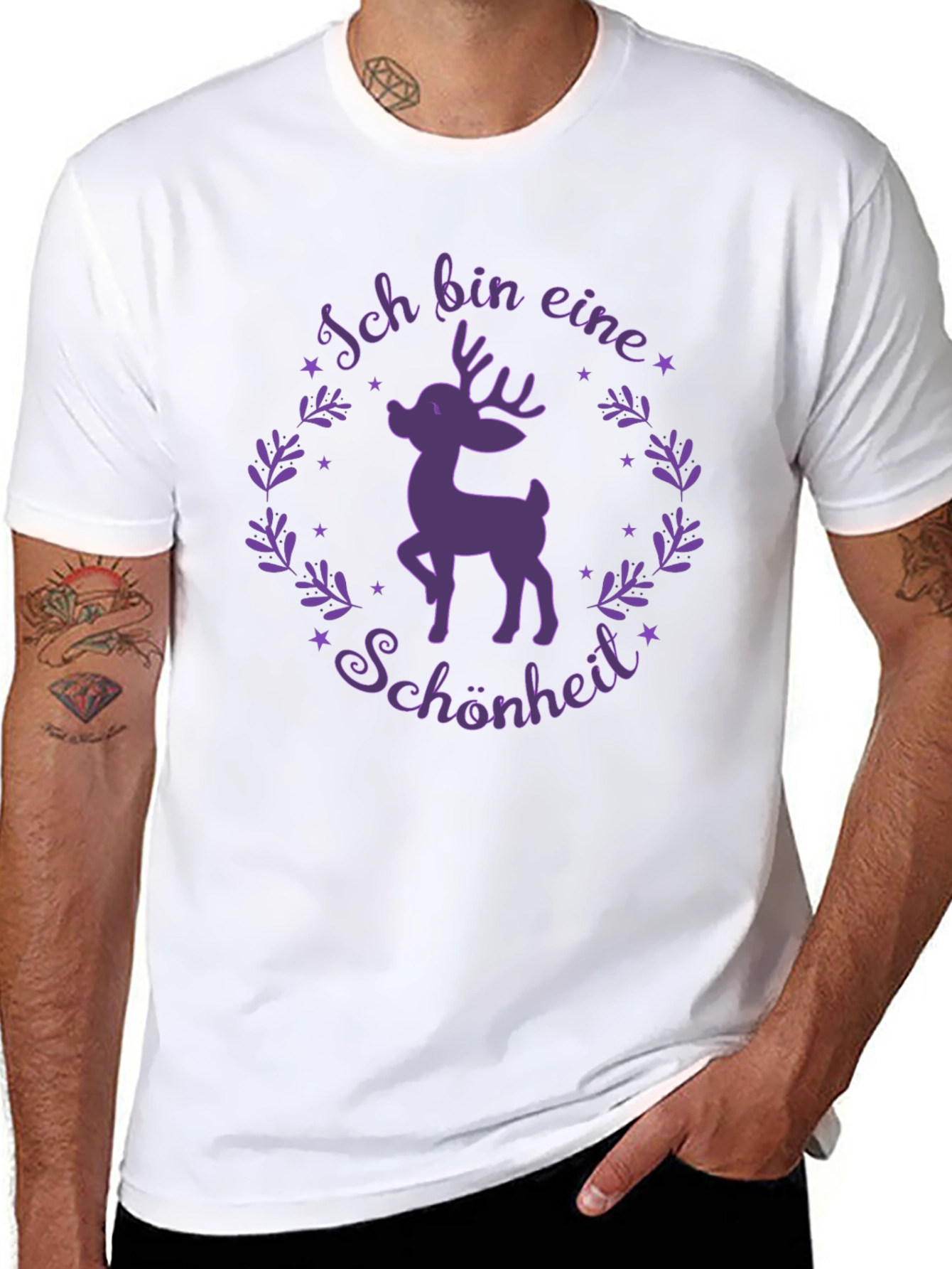 Ich Bin Eine Schönheit Deer Graphic Tee - Black