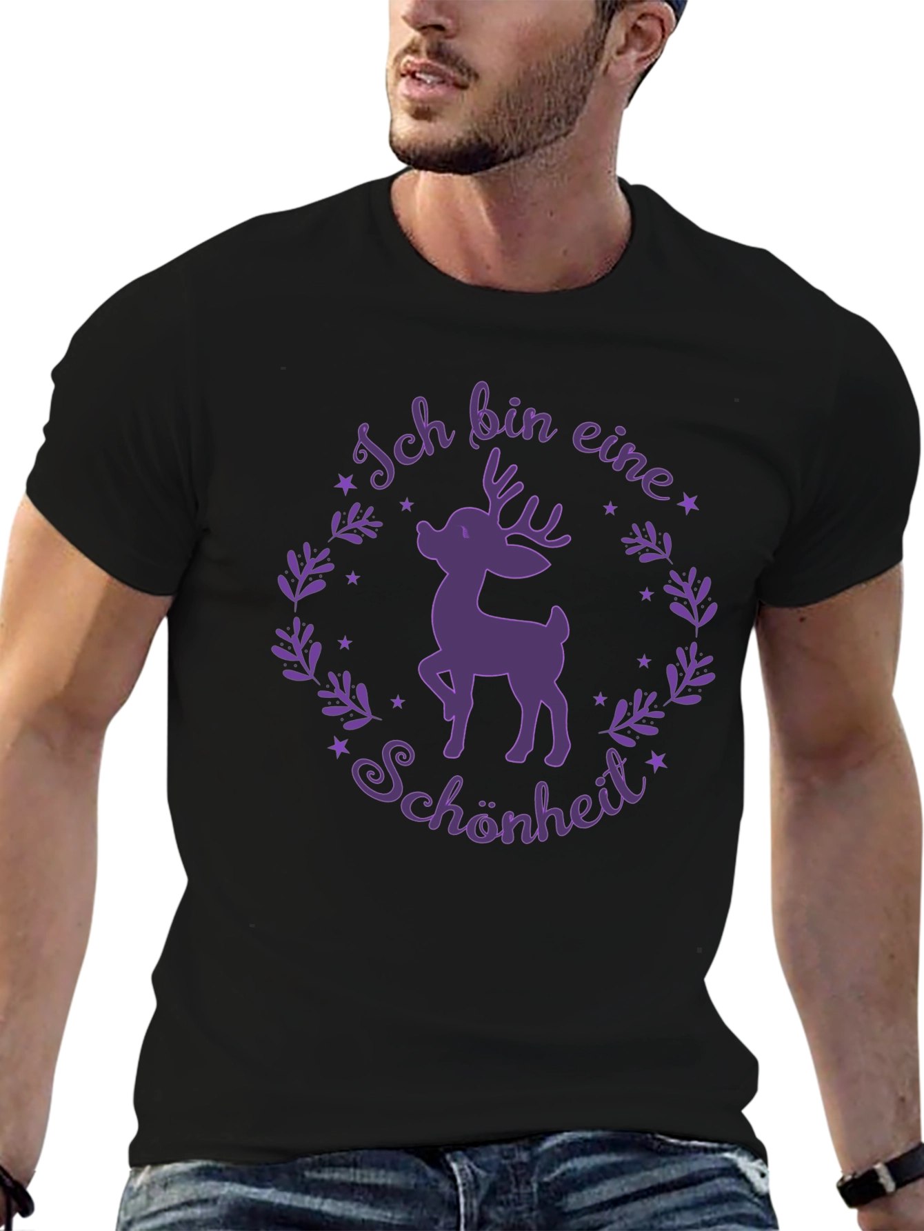 Ich Bin Eine Schönheit Deer Graphic Tee - Black