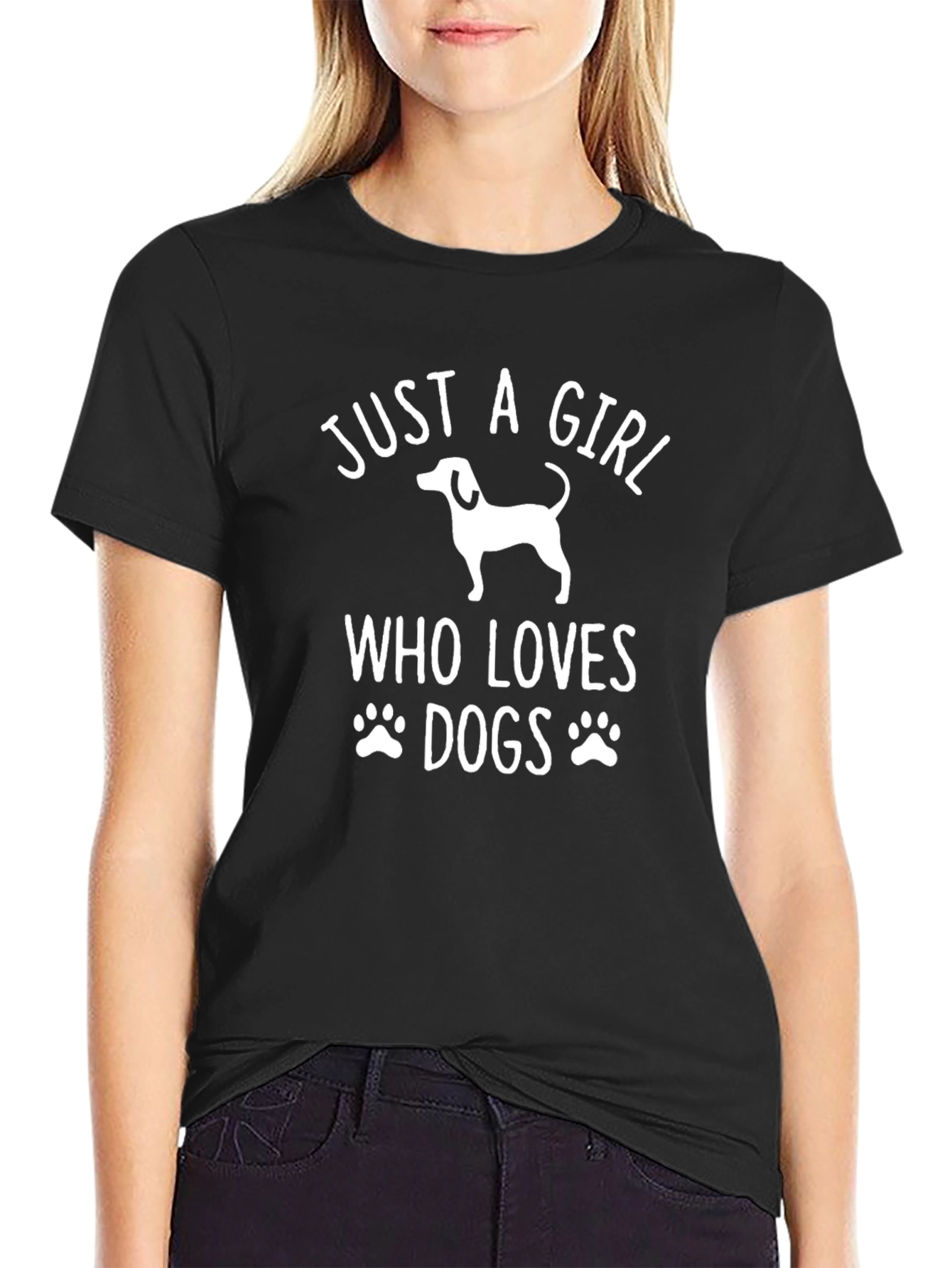 Just a Girl Who Loves Dogs Black T-Shirt