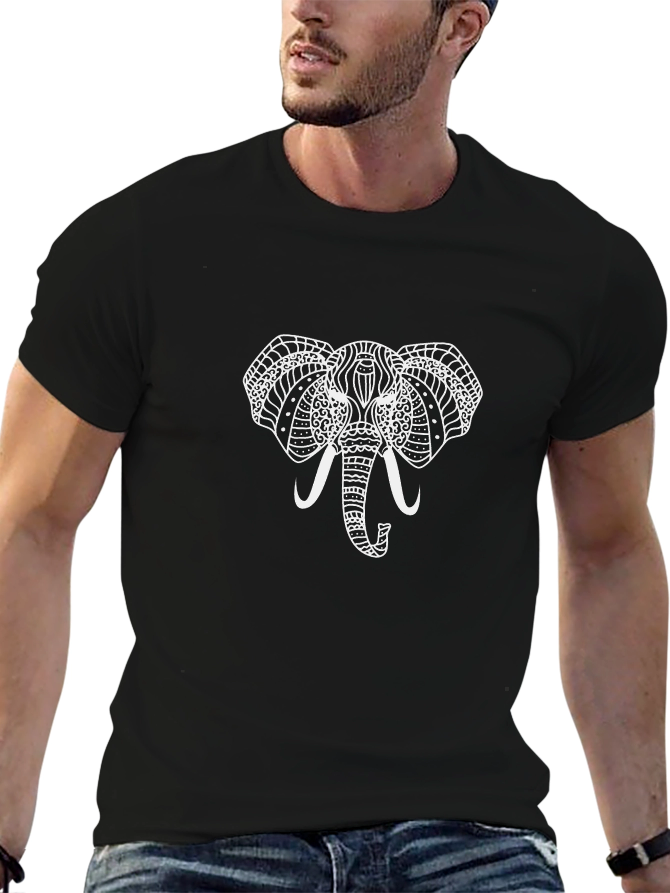 Elephant Graphic Tee - Stylish Black Cotton T-Shirt