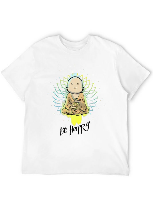 Be Happy Graphic Tee - Buddha Design