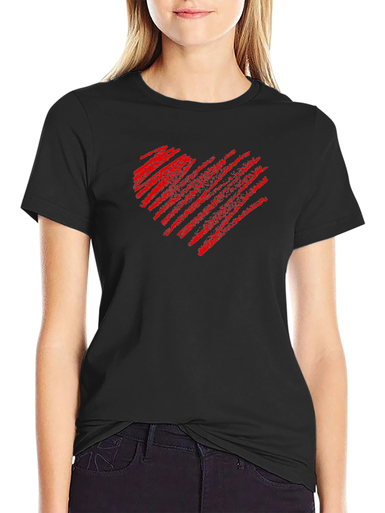 Heart Scribble Mens Black T-Shirt