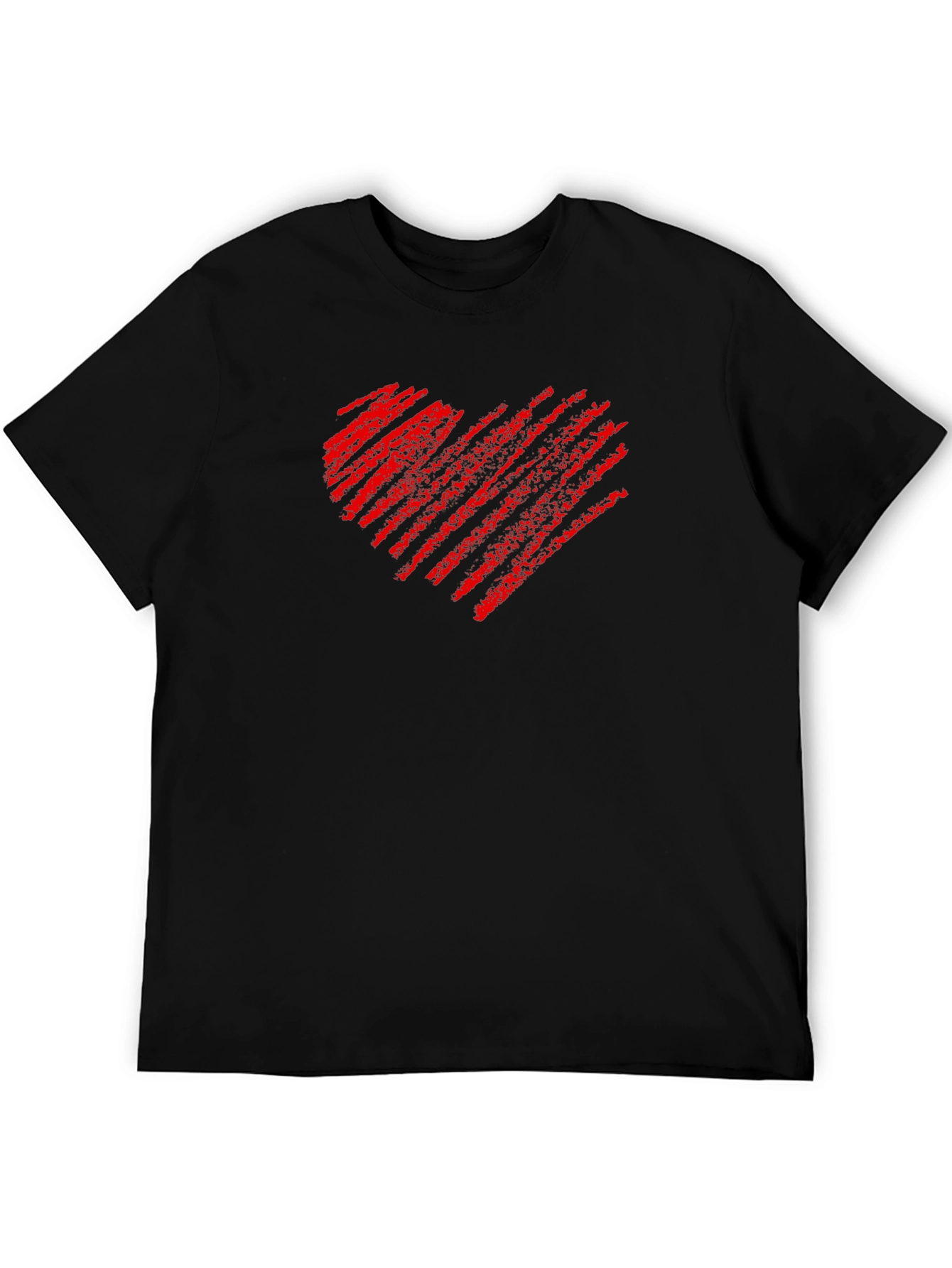 Heart Scribble Mens Black T-Shirt
