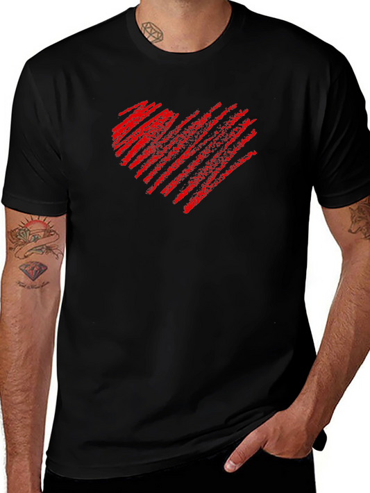 Heart Scribble Mens Black T-Shirt