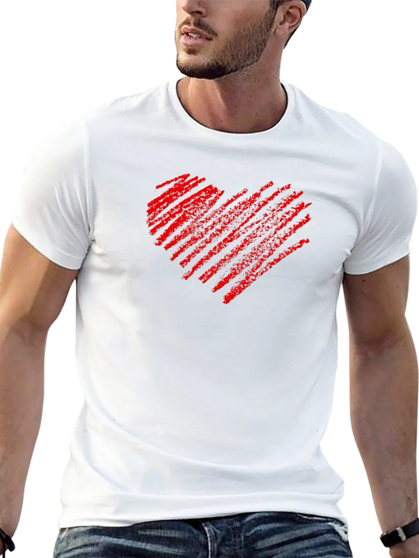 Heart Scribble Mens Black T-Shirt