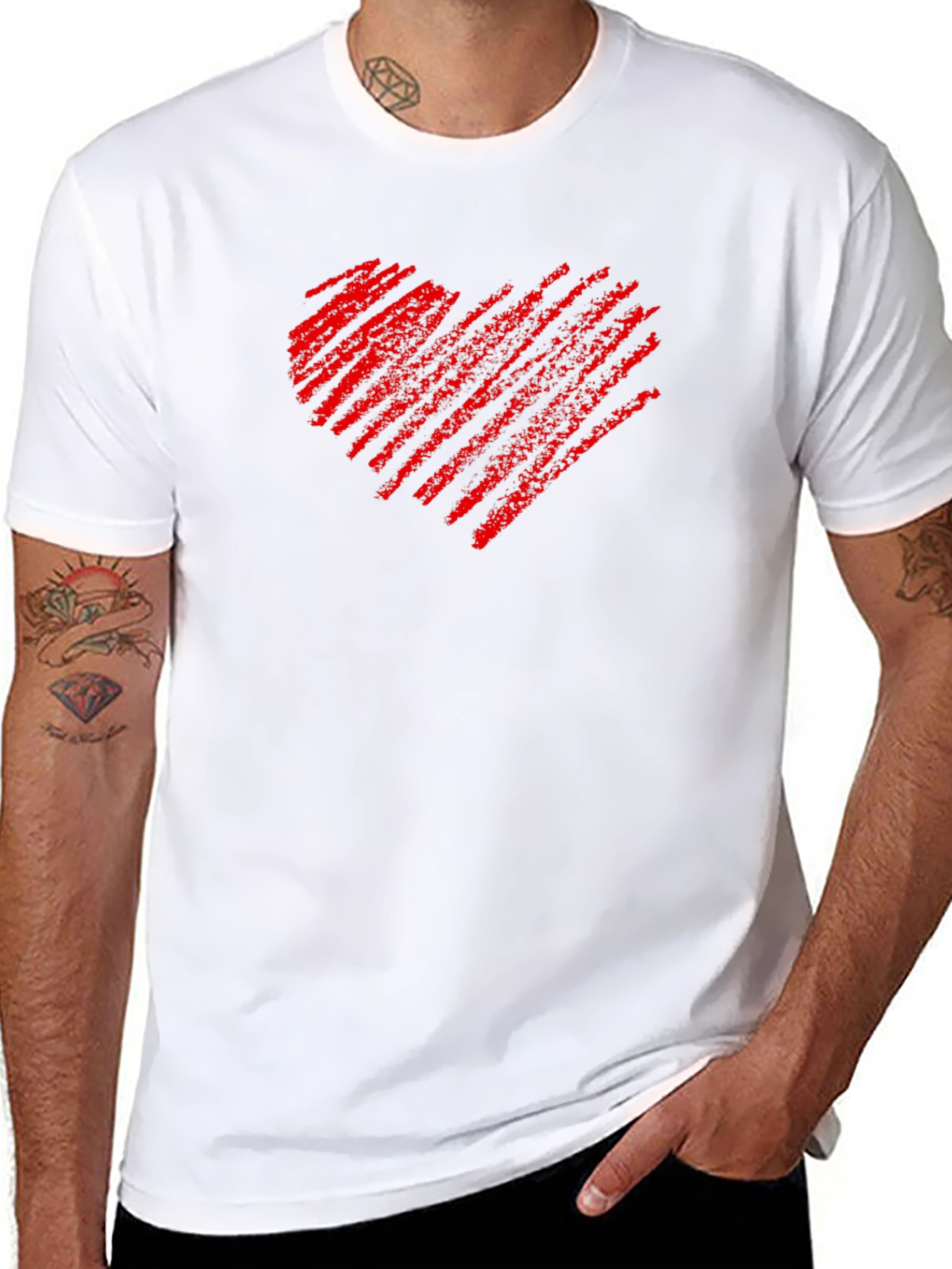 Heart Scribble Mens Black T-Shirt