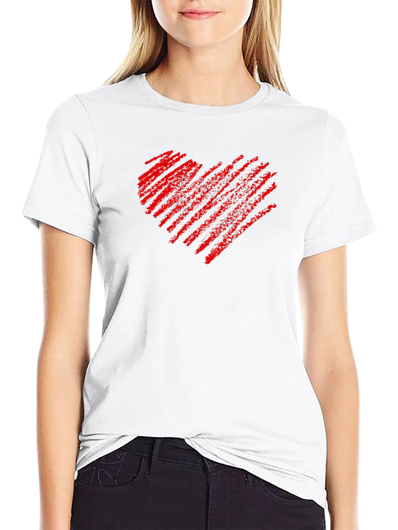 Heart Scribble Mens Black T-Shirt