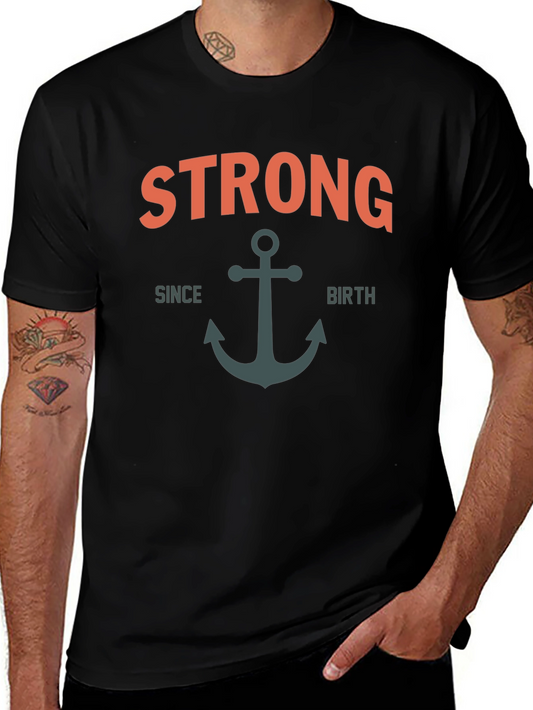 Strong Since Birth Anchor T-Shirt - Black