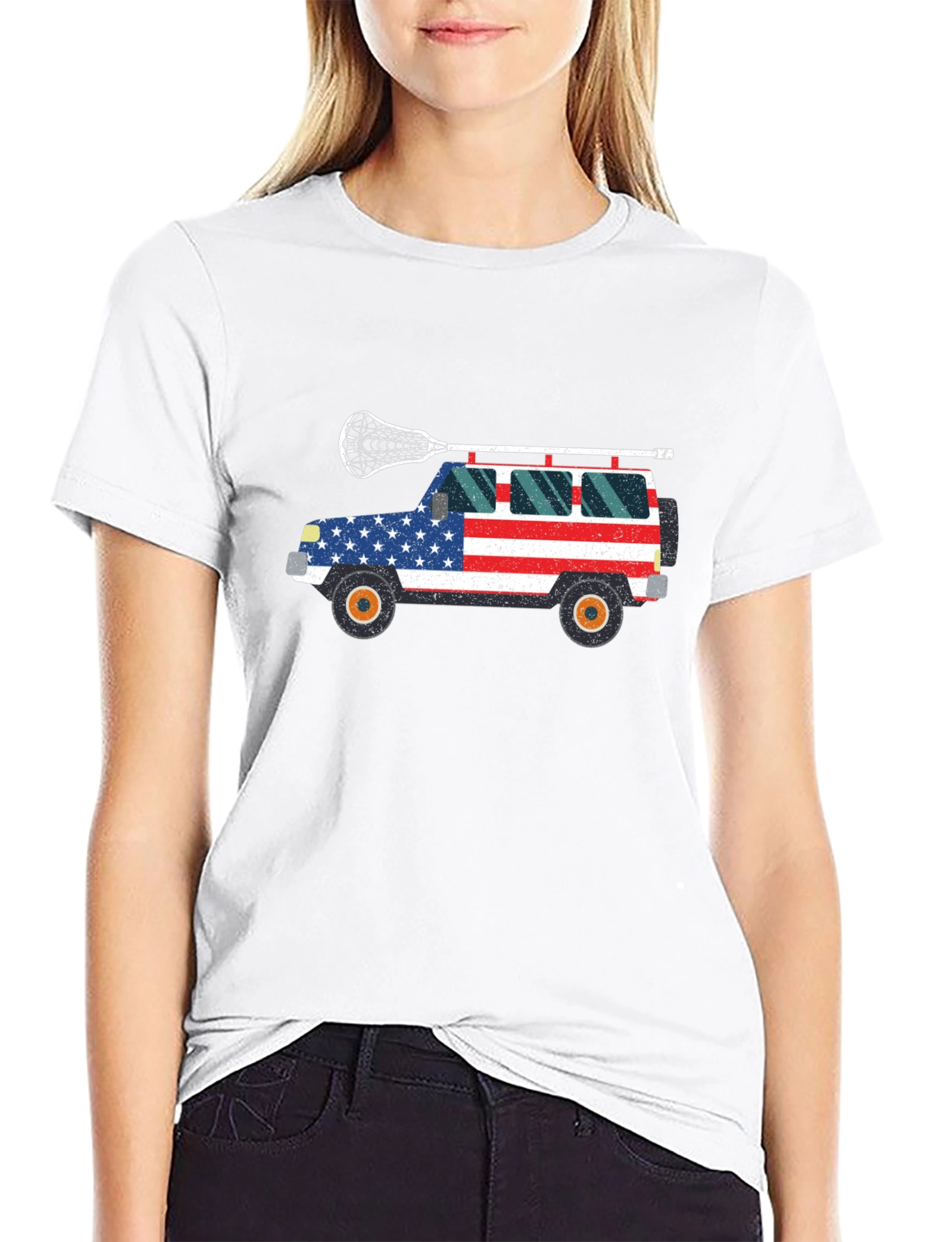 USA Flag Lacrosse Jeep T-Shirt