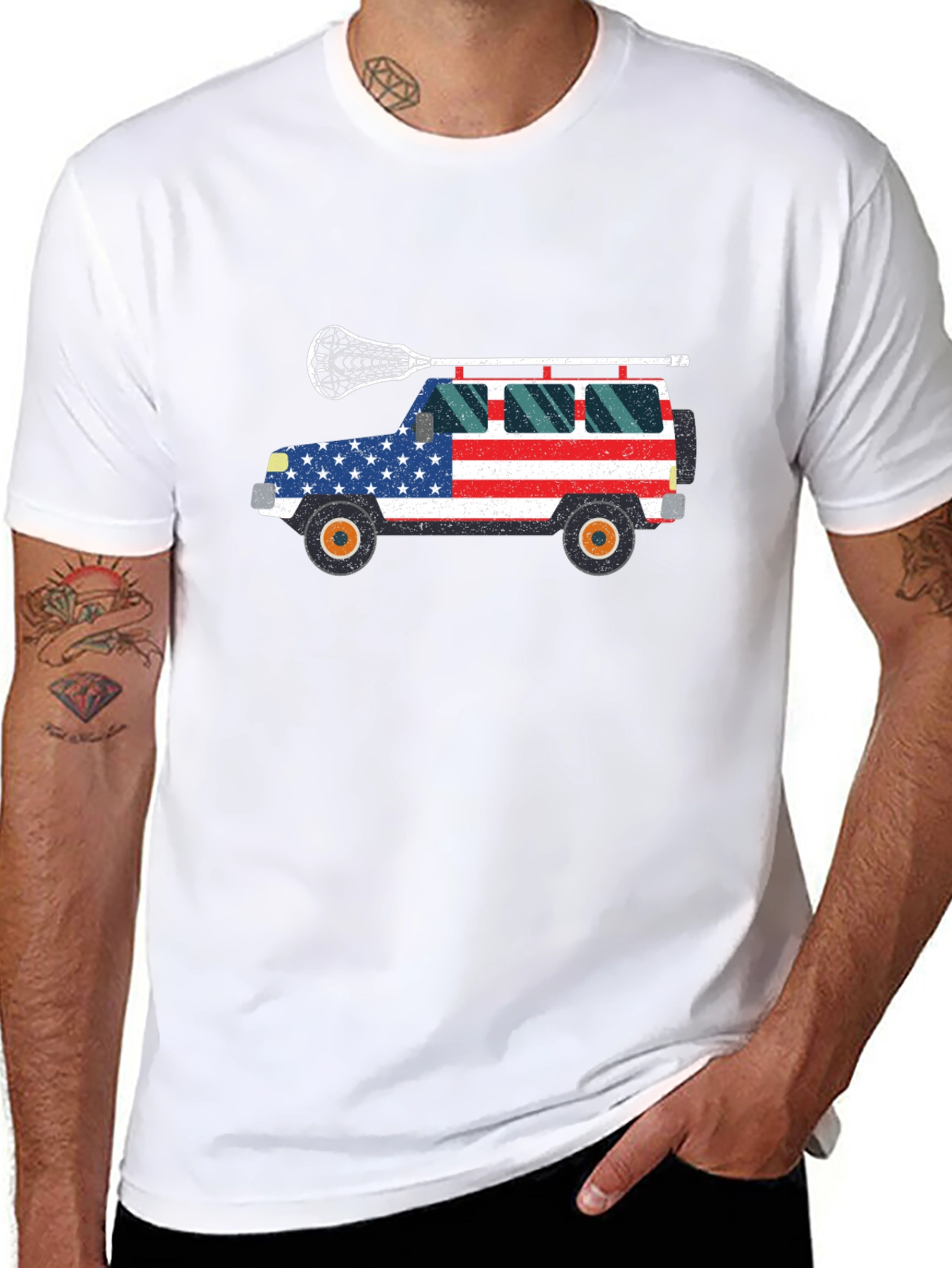 USA Flag Lacrosse Jeep T-Shirt