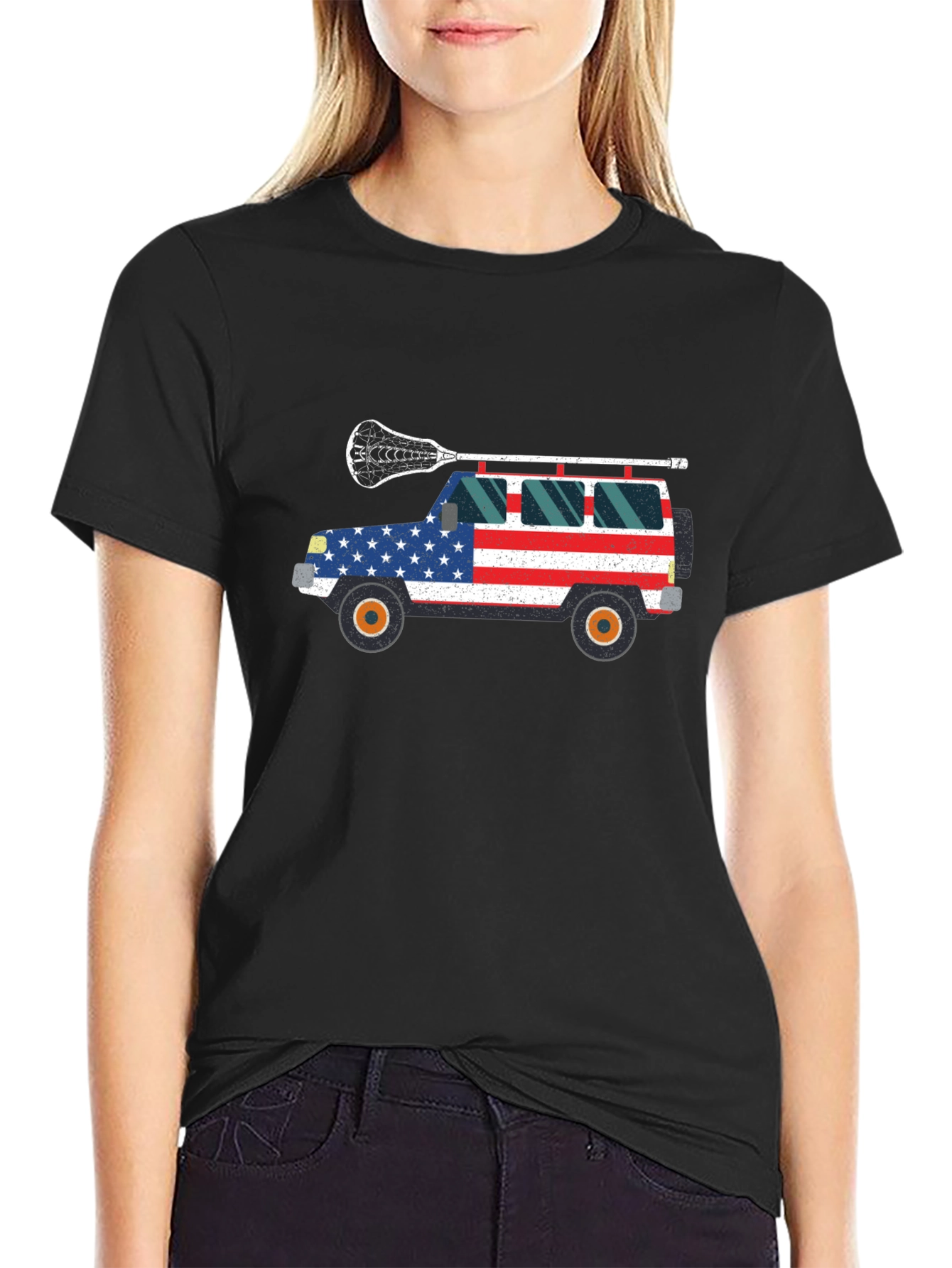 USA Flag Lacrosse Jeep T-Shirt