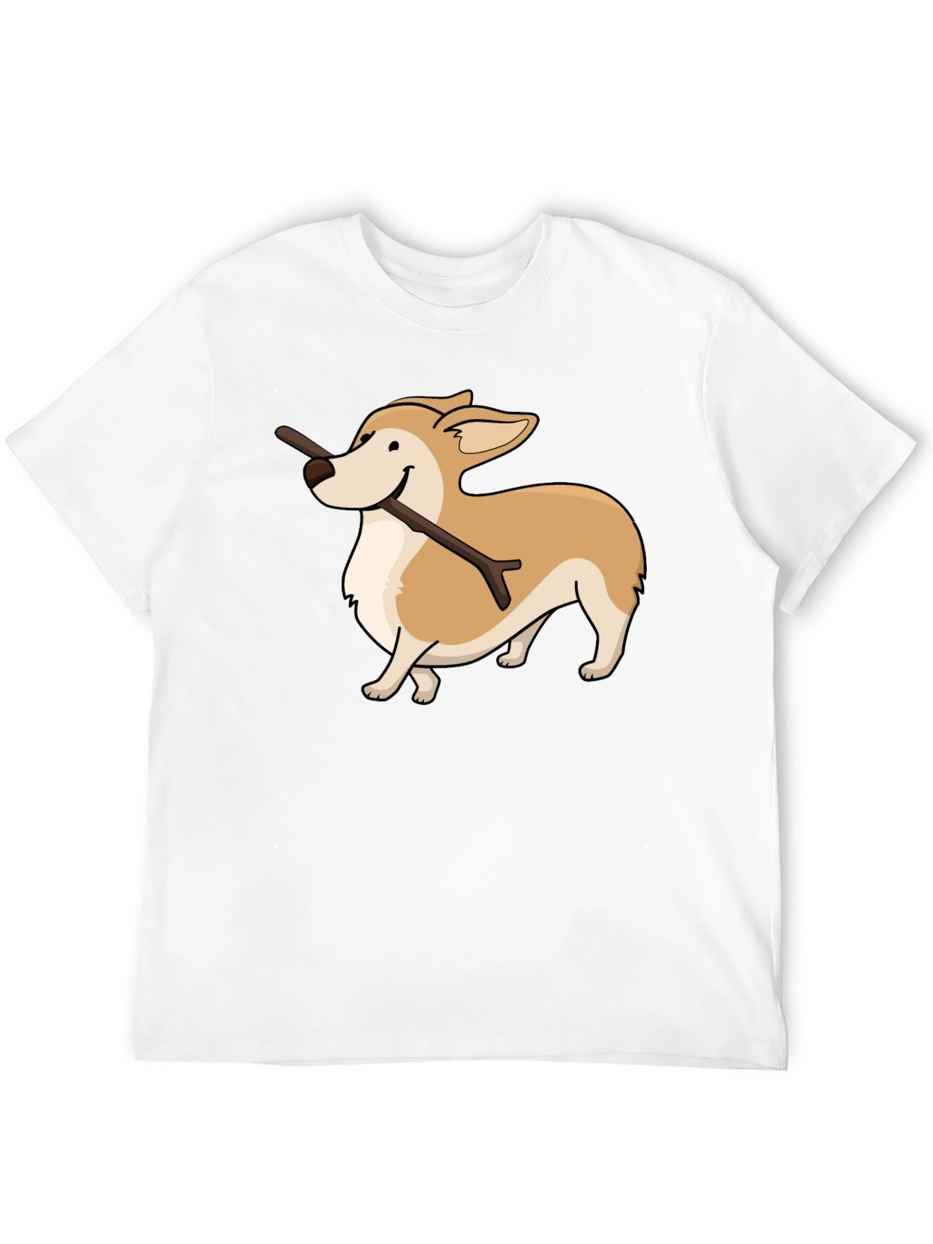 Corgi With Stick Graphic T-Shirt