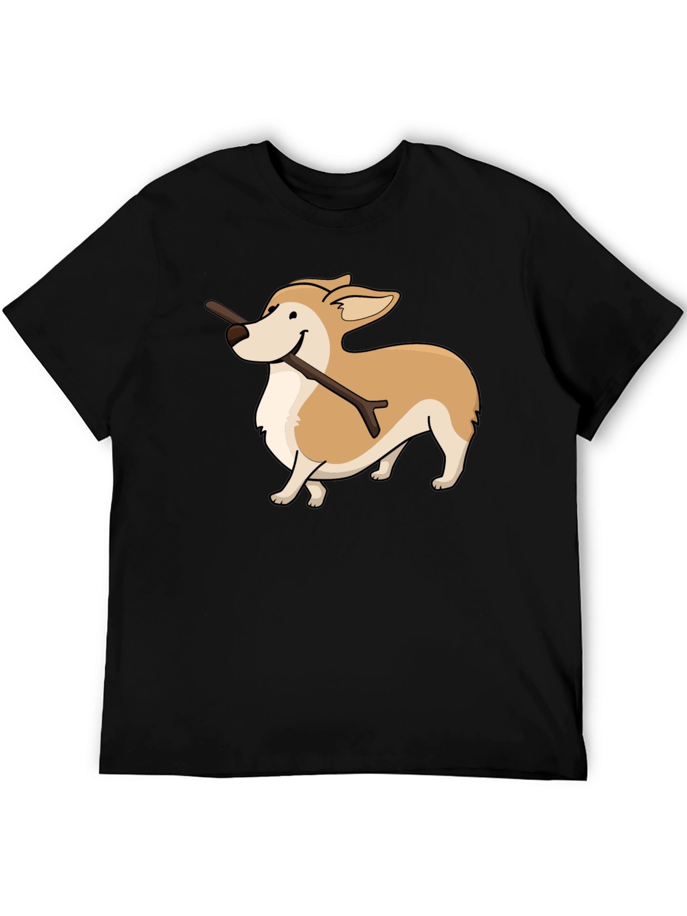 Corgi With Stick Graphic T-Shirt