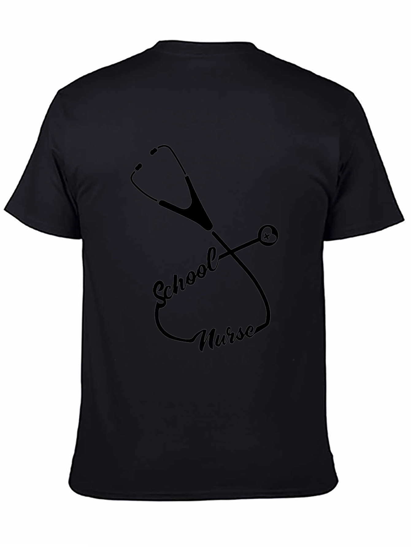 School Nurse Stethoscope Graphic Tee - Black