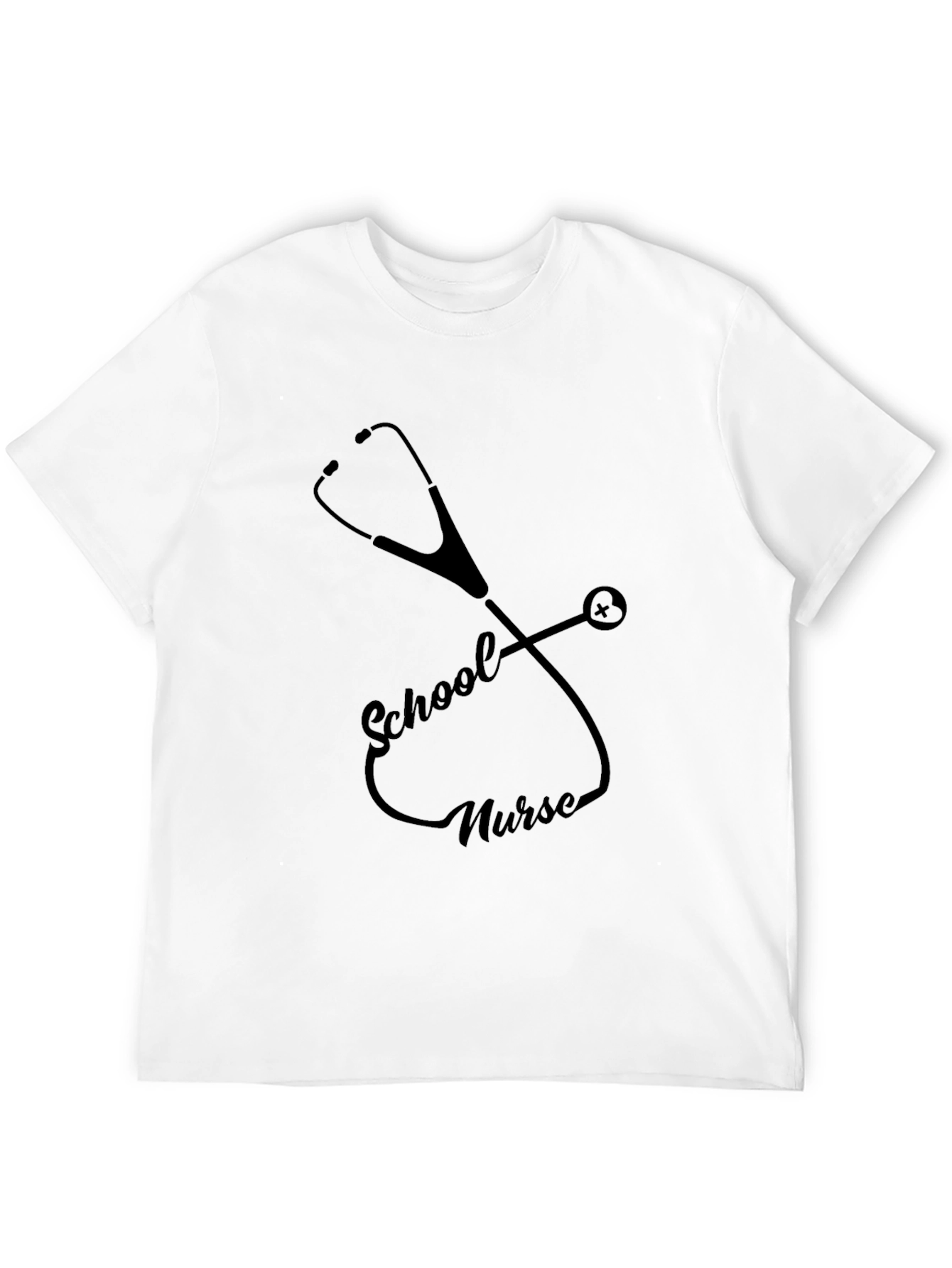 School Nurse Stethoscope Graphic Tee - Black