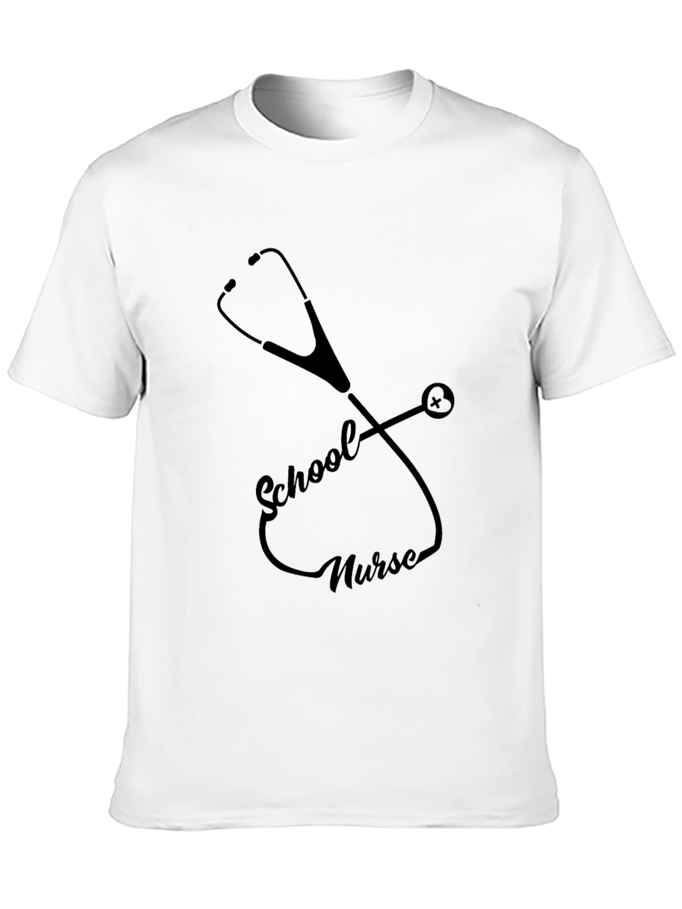 School Nurse Stethoscope Graphic Tee - Black