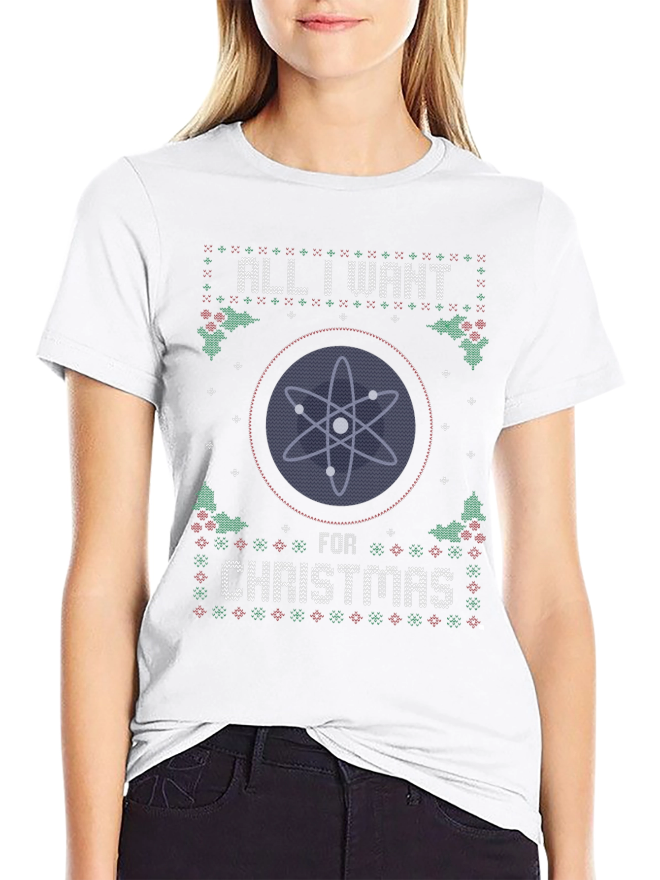 Atom Christmas Sweater T-Shirt - Science Holiday Tee