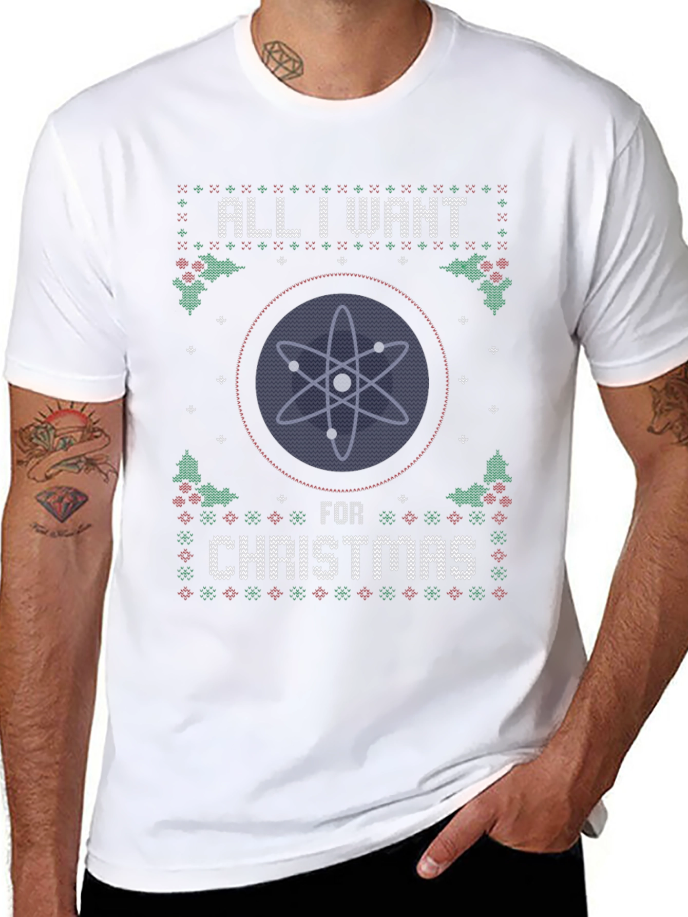 Atom Christmas Sweater T-Shirt - Science Holiday Tee