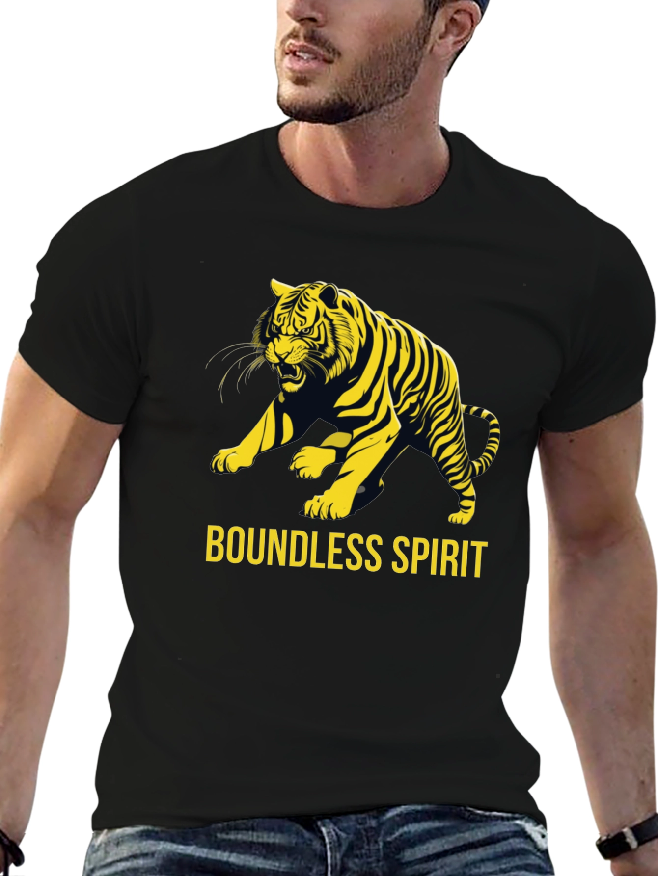 Boundless Spirit Tiger Graphic Tee - Black