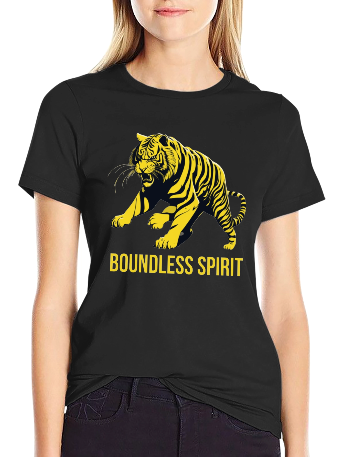 Boundless Spirit Tiger Graphic Tee - Black