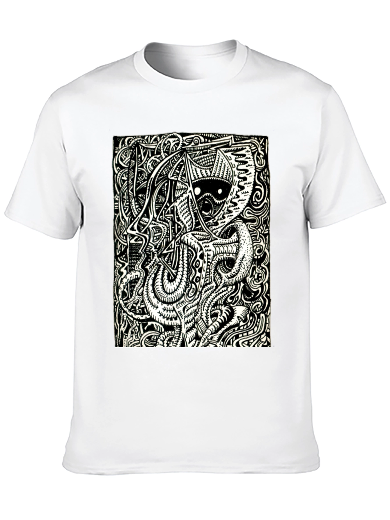 Abstract Graphic Print T-Shirt - Black