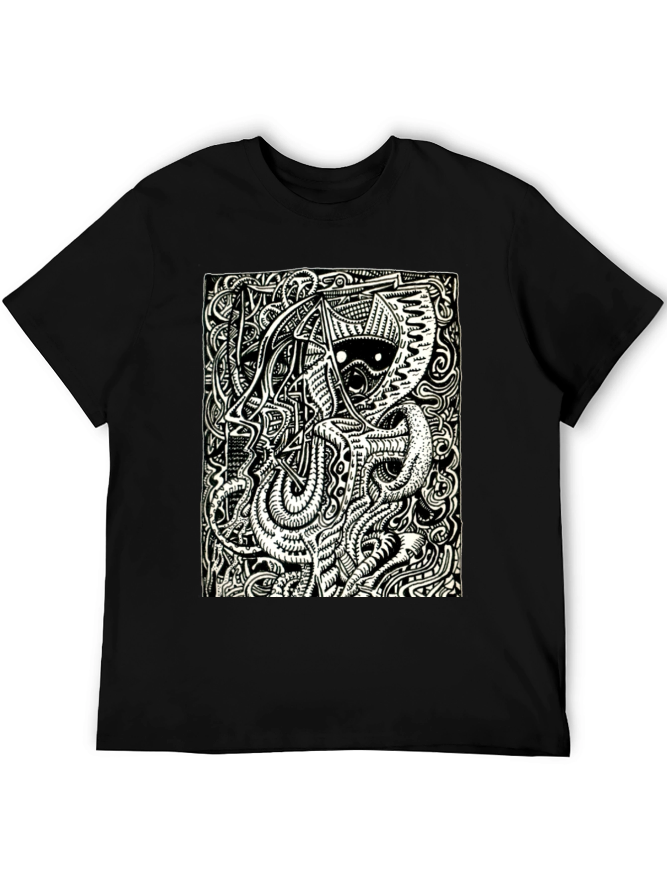 Abstract Graphic Print T-Shirt - Black