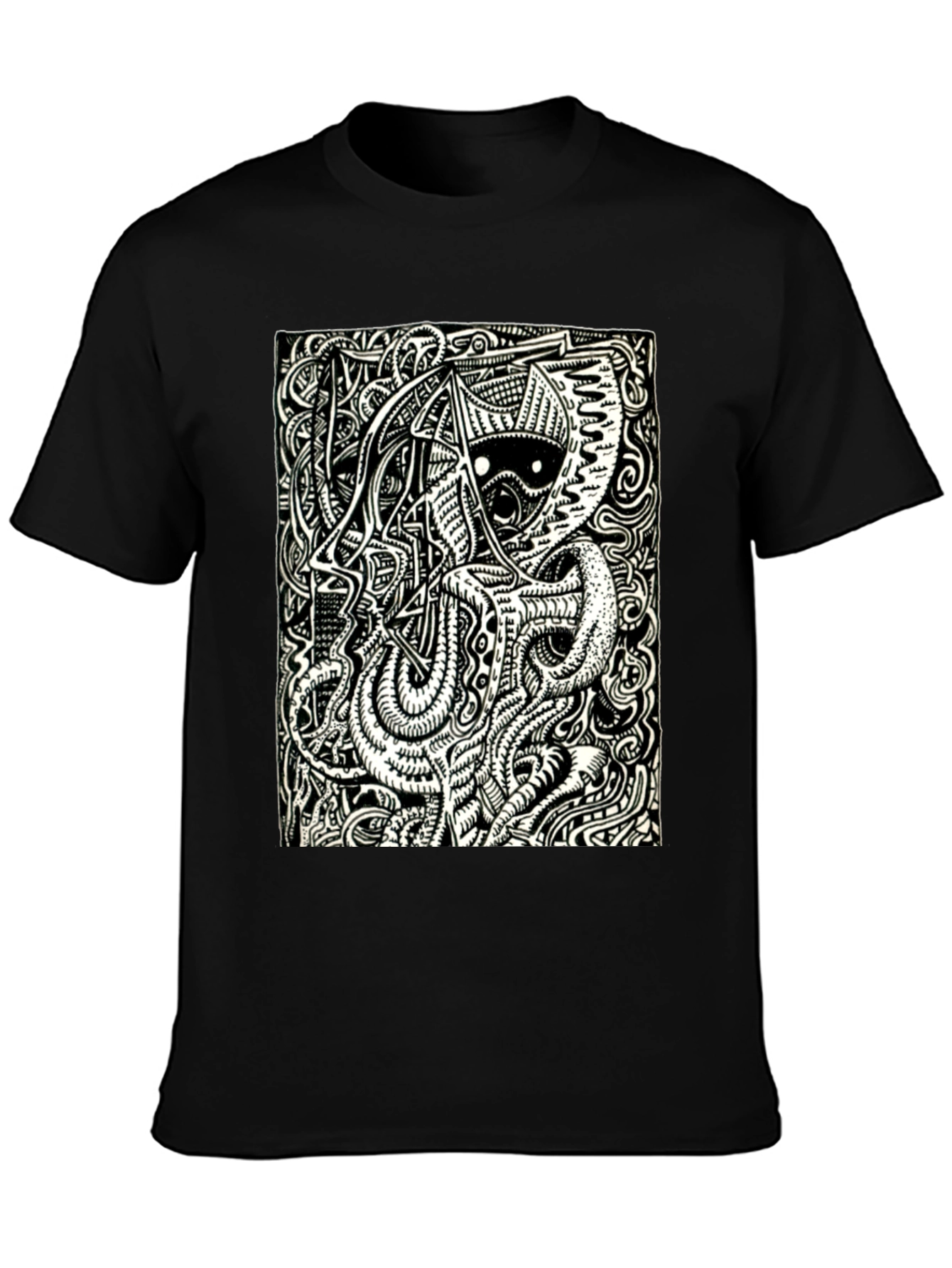 Abstract Graphic Print T-Shirt - Black