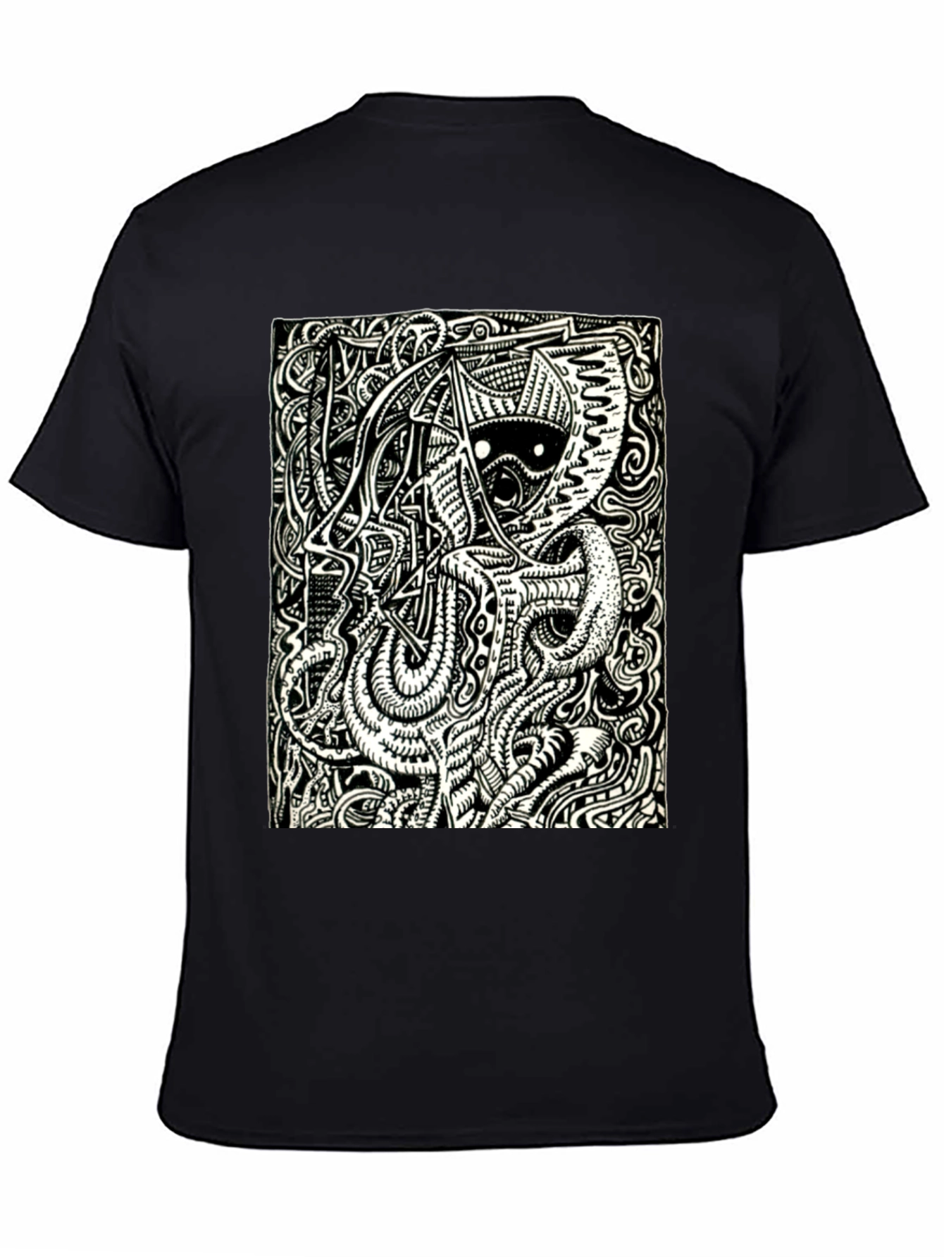 Abstract Graphic Print T-Shirt - Black