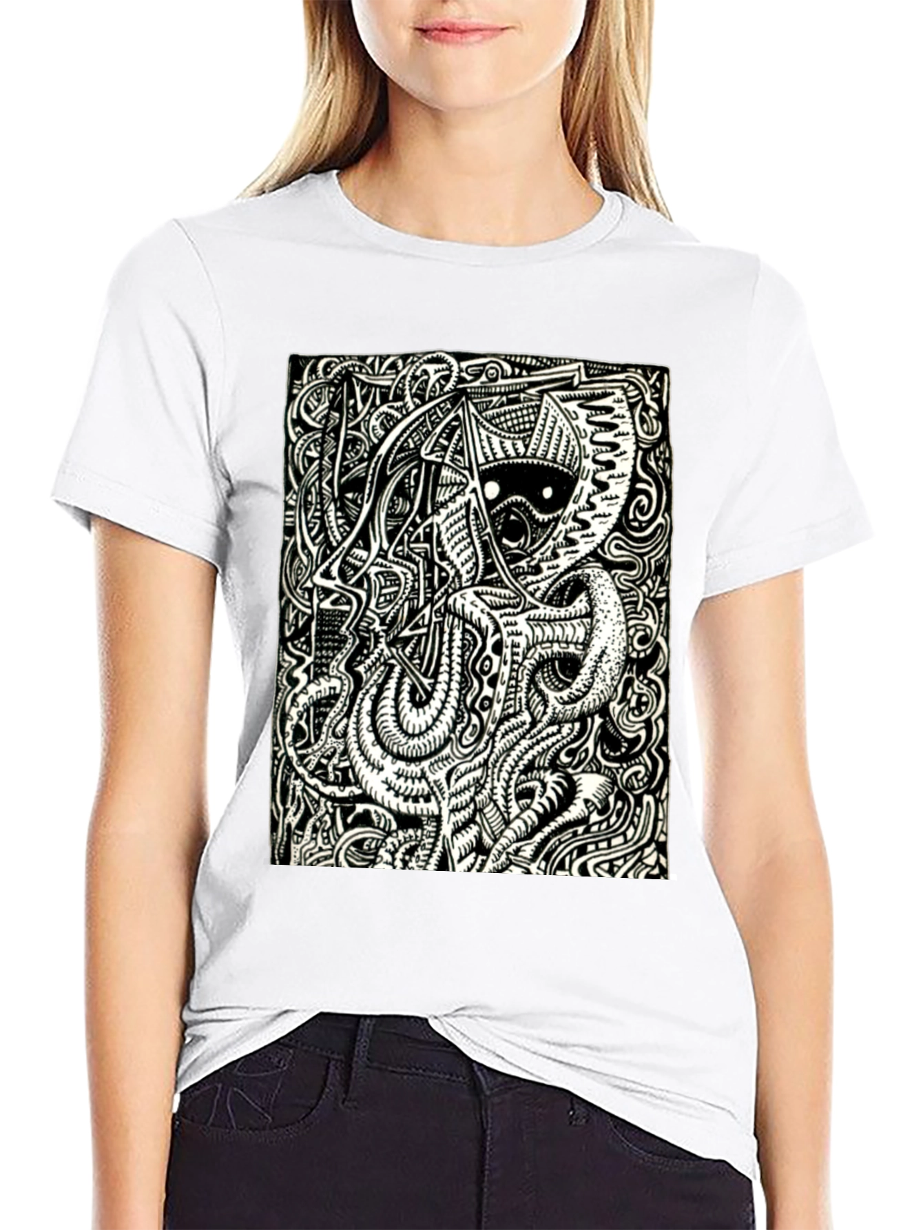 Abstract Graphic Print T-Shirt - Black