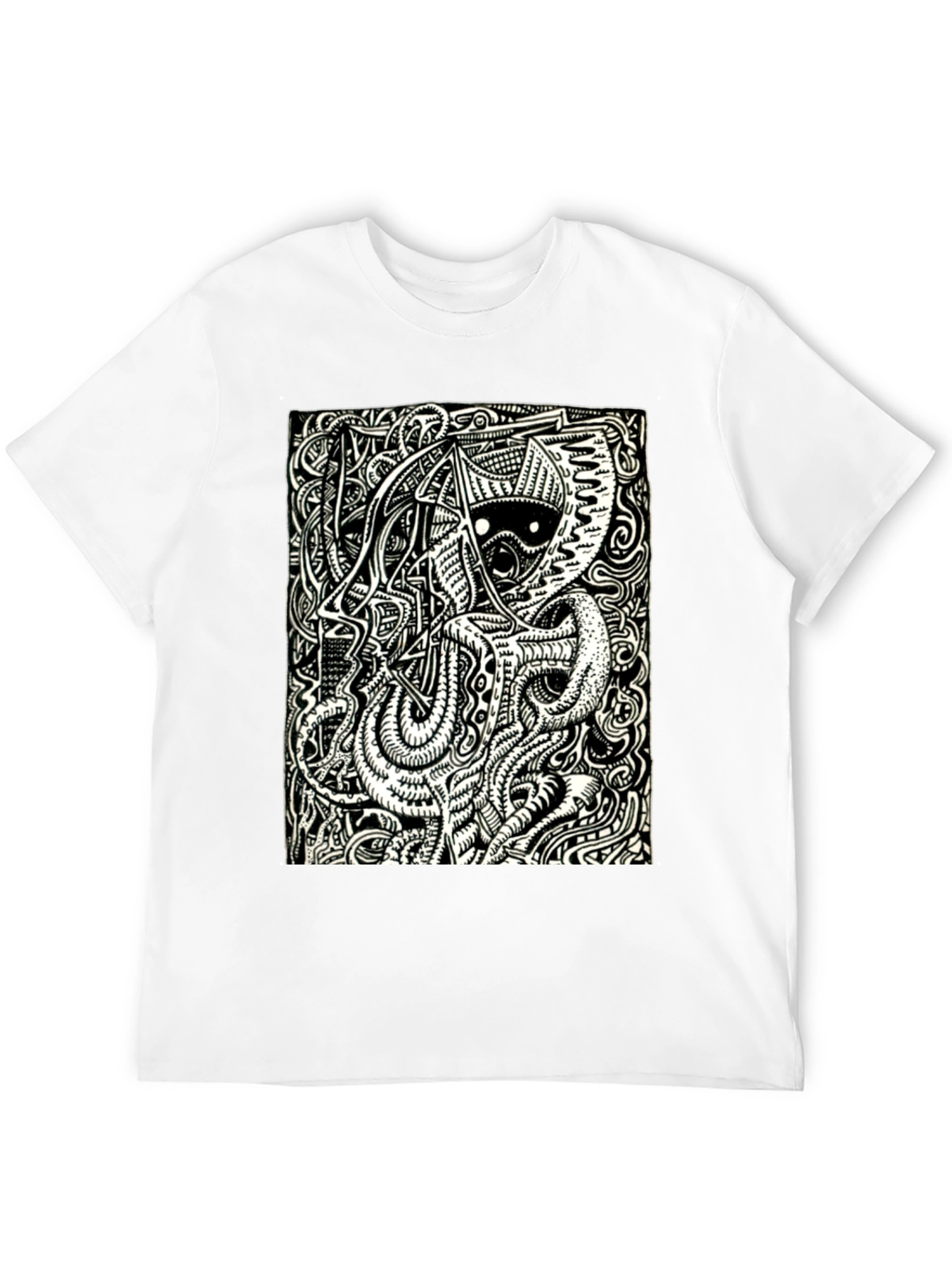 Abstract Graphic Print T-Shirt - Black