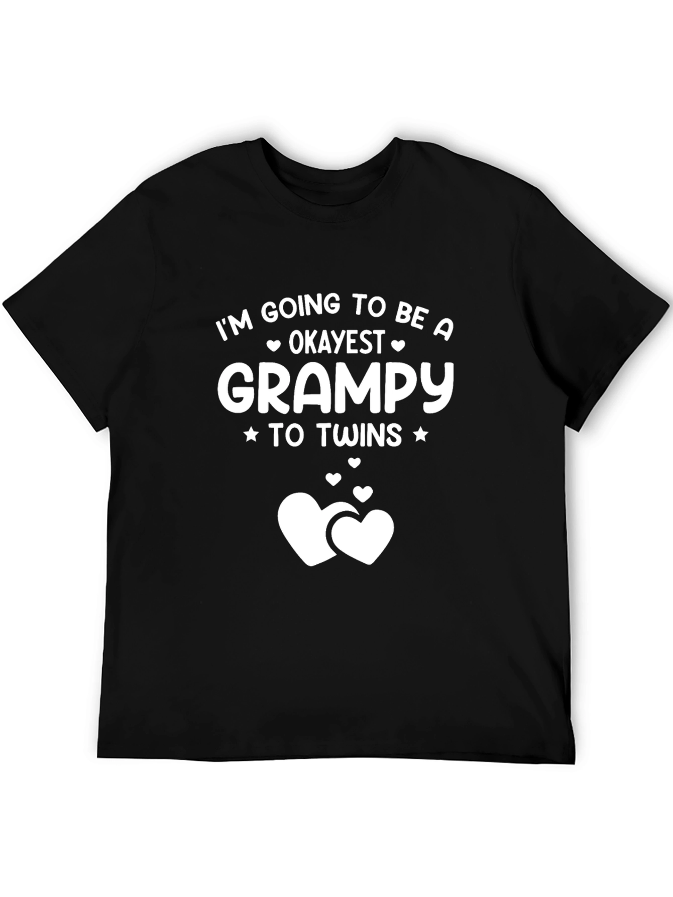 Okayest Grampy to Twins T-Shirt - Black Cotton Tee