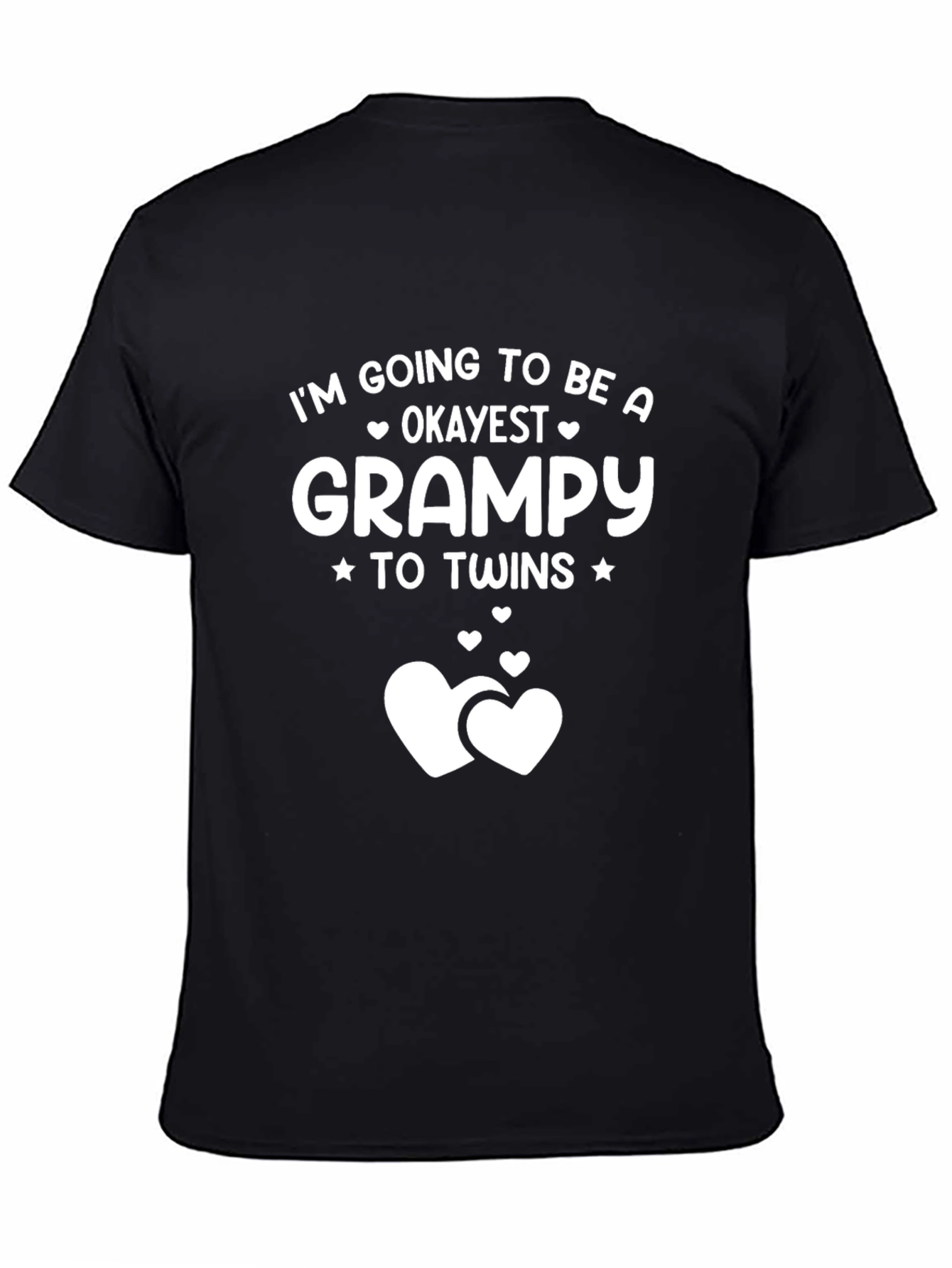 Okayest Grampy to Twins T-Shirt - Black Cotton Tee