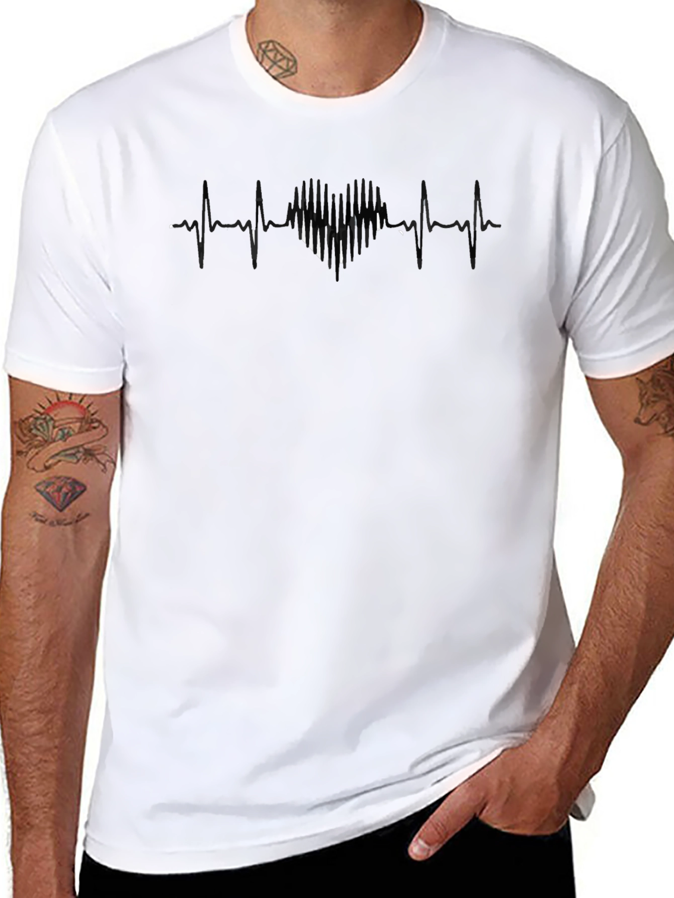 Piano Heartbeat Graphic Tee - Black