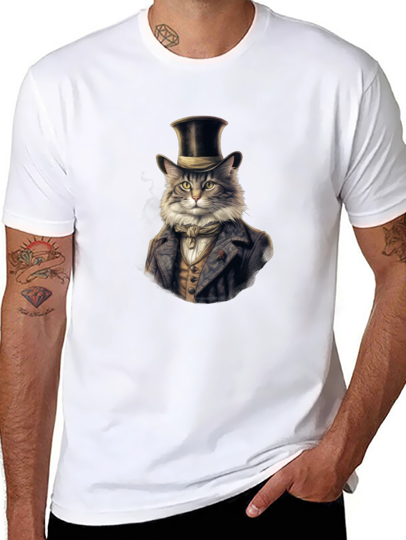 Dapper Cat Top Hat T-Shirt