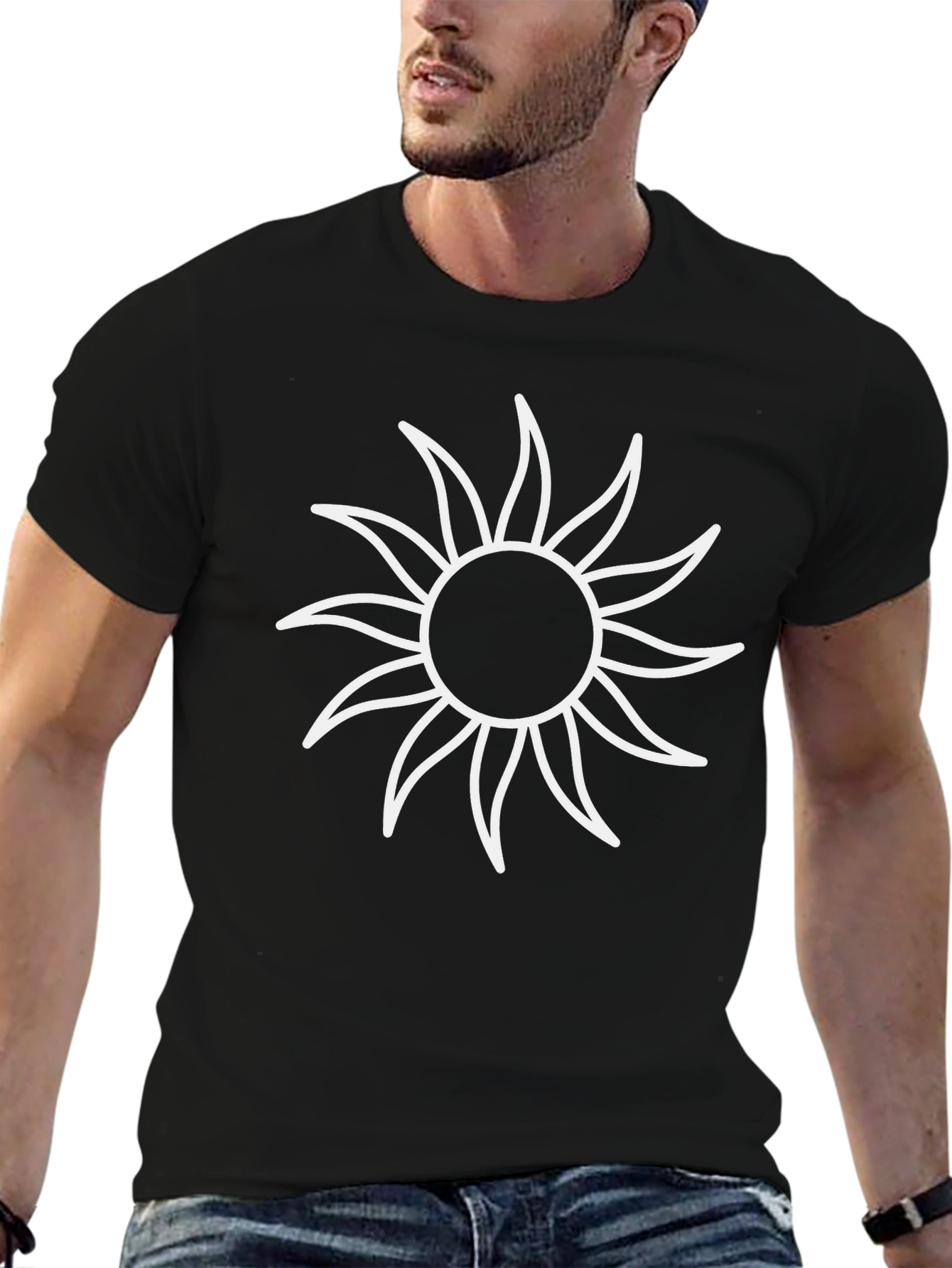 Radiant Sun Graphic Tee - Black Cotton Comfort