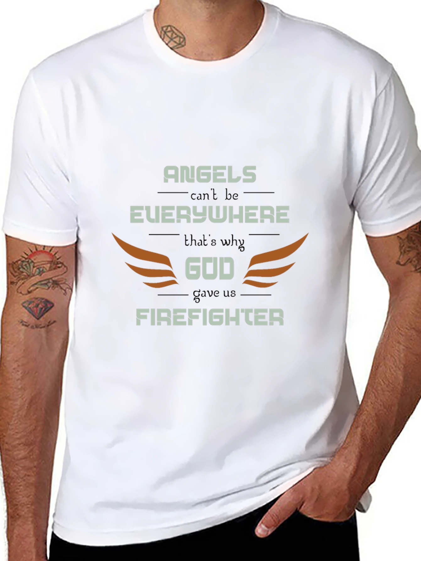 Firefighter Graphic Tee - Angels Cant Be Everywhere