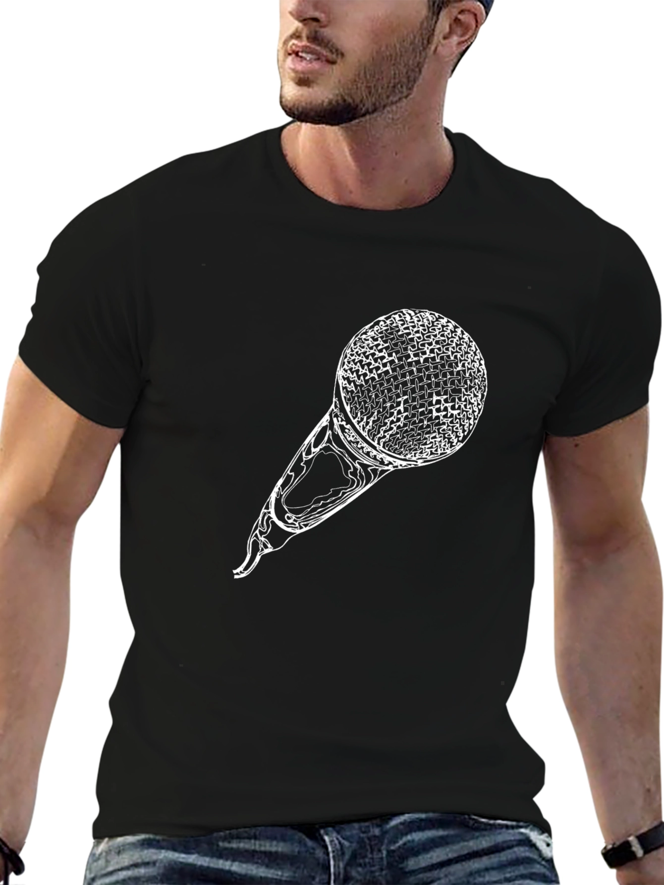 Microphone Graphic Print T-Shirt