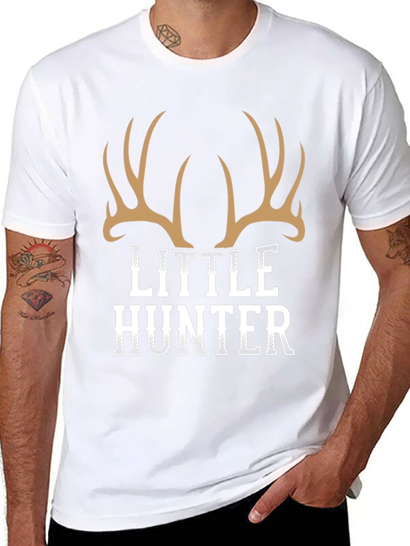 Little Hunter Deer Antler Graphic Tee