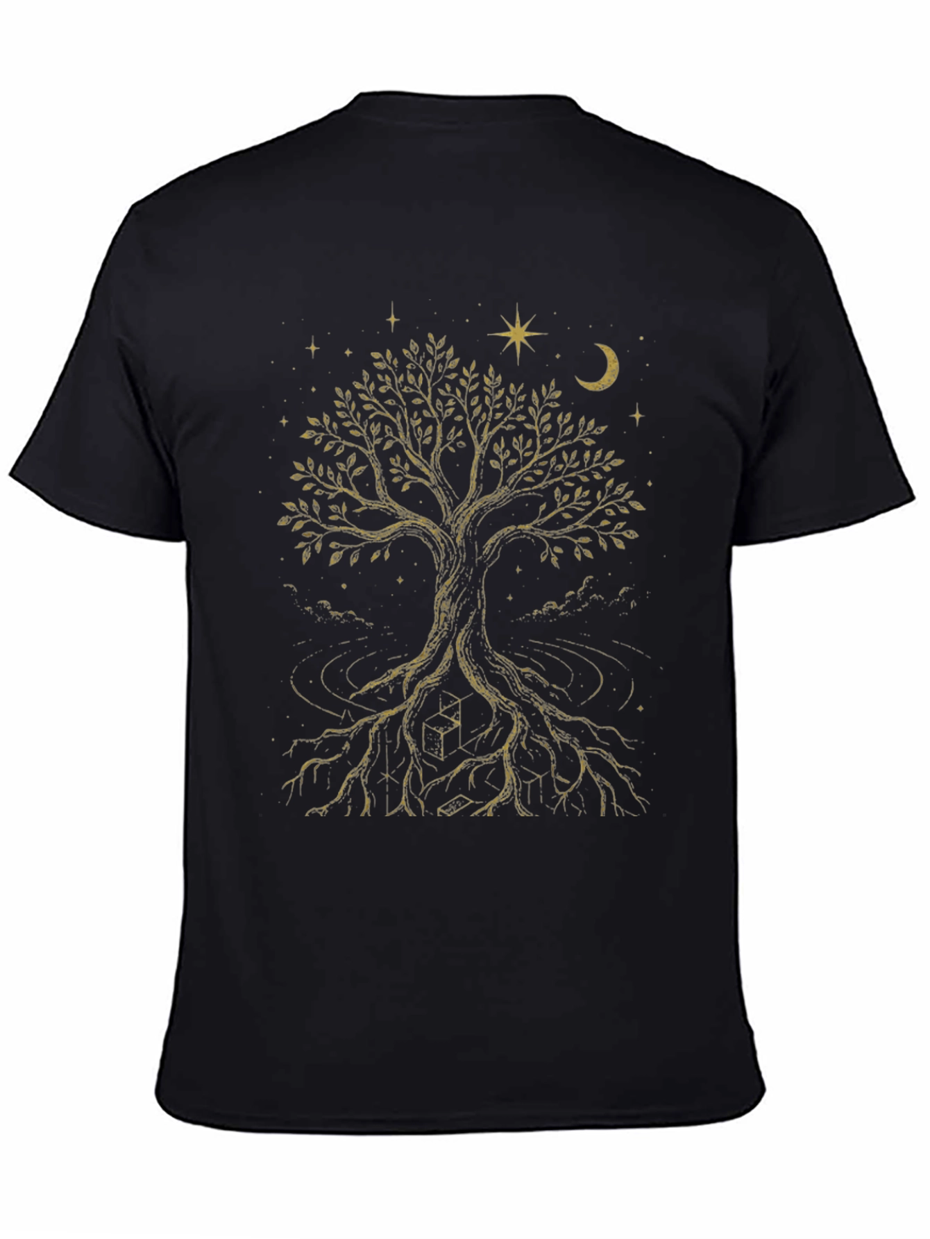Celestial Tree of Life Graphic Tee - Black