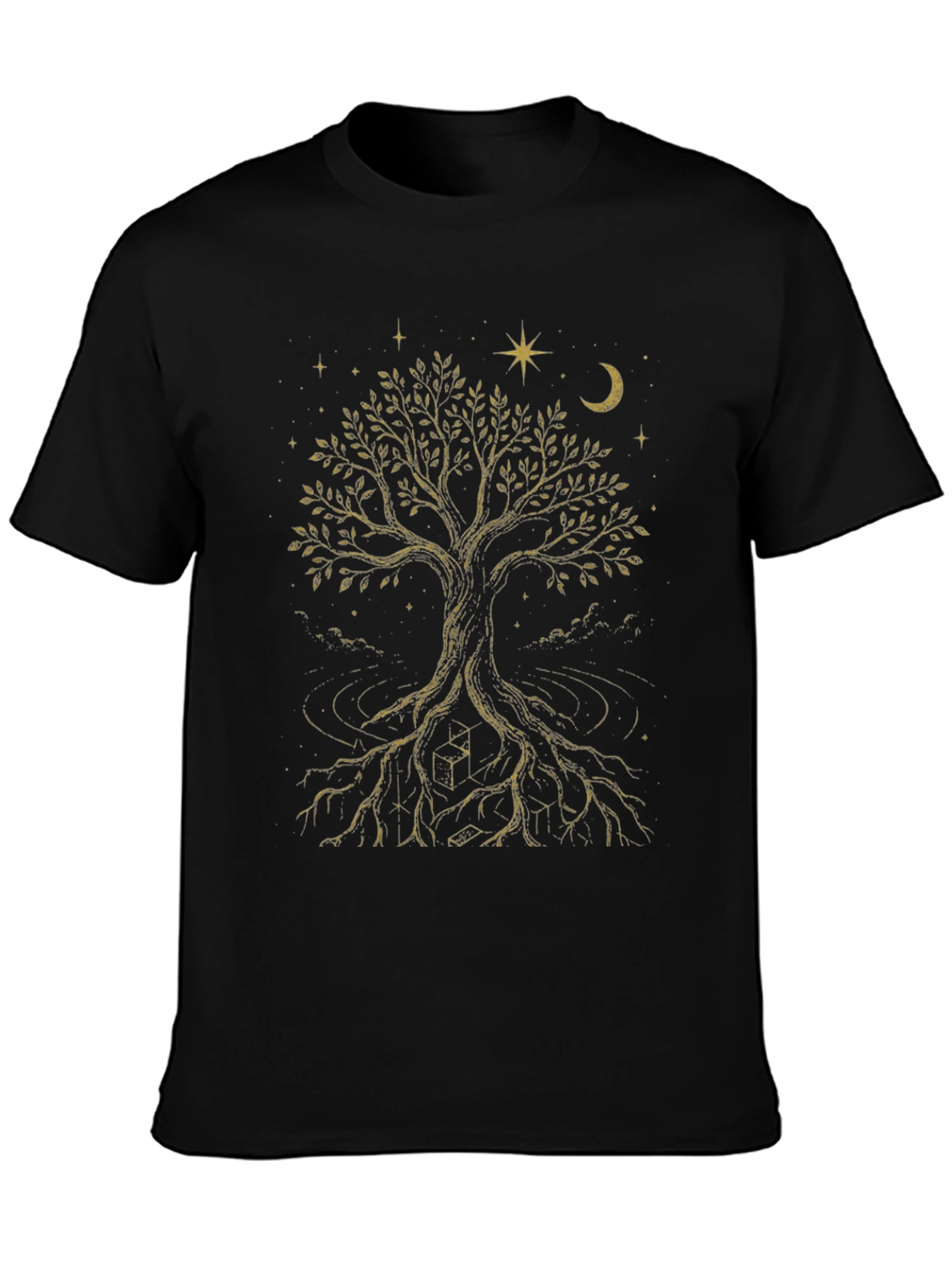Celestial Tree of Life Graphic Tee - Black