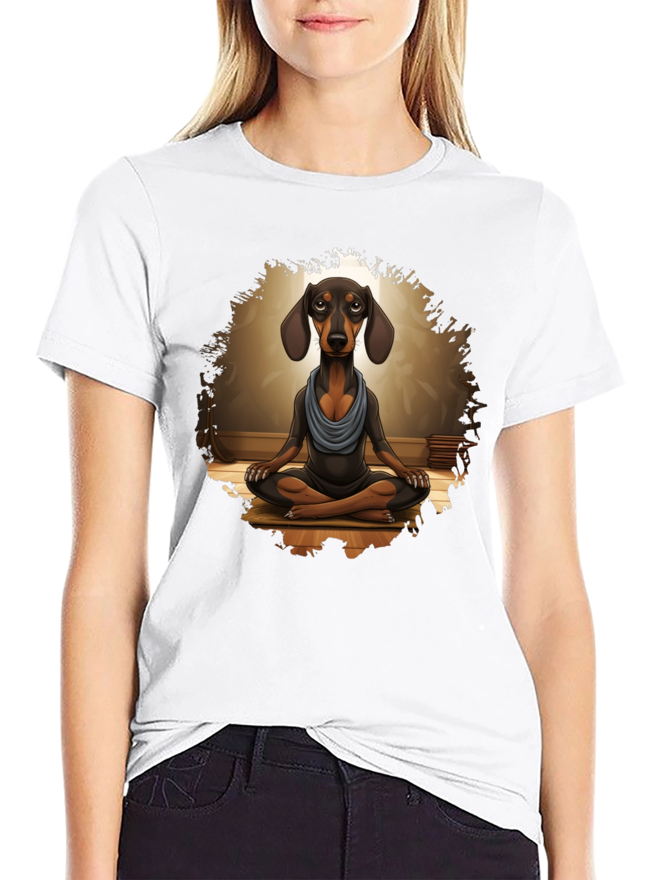 Zen Dachshund T-Shirt - Meditating Dog Tee