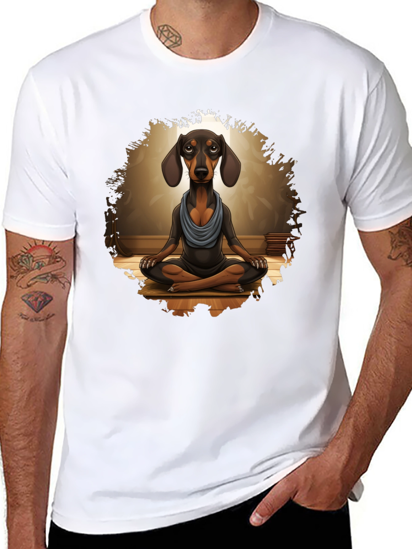 Zen Dachshund T-Shirt - Meditating Dog Tee