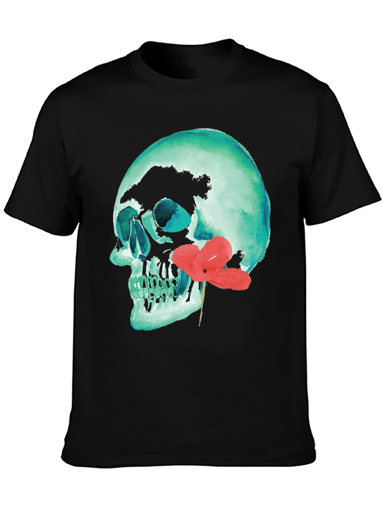 Skull & Flower Graphic Tee - Unique Design
