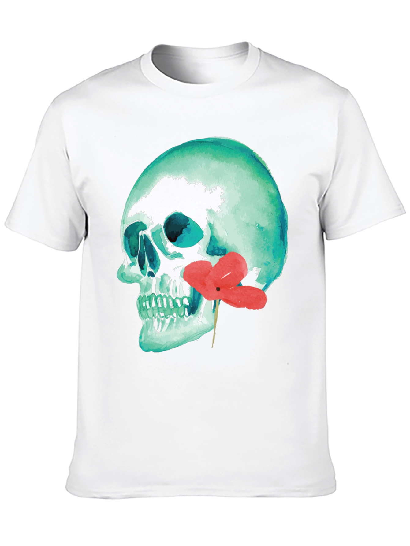 Skull & Flower Graphic Tee - Unique Design